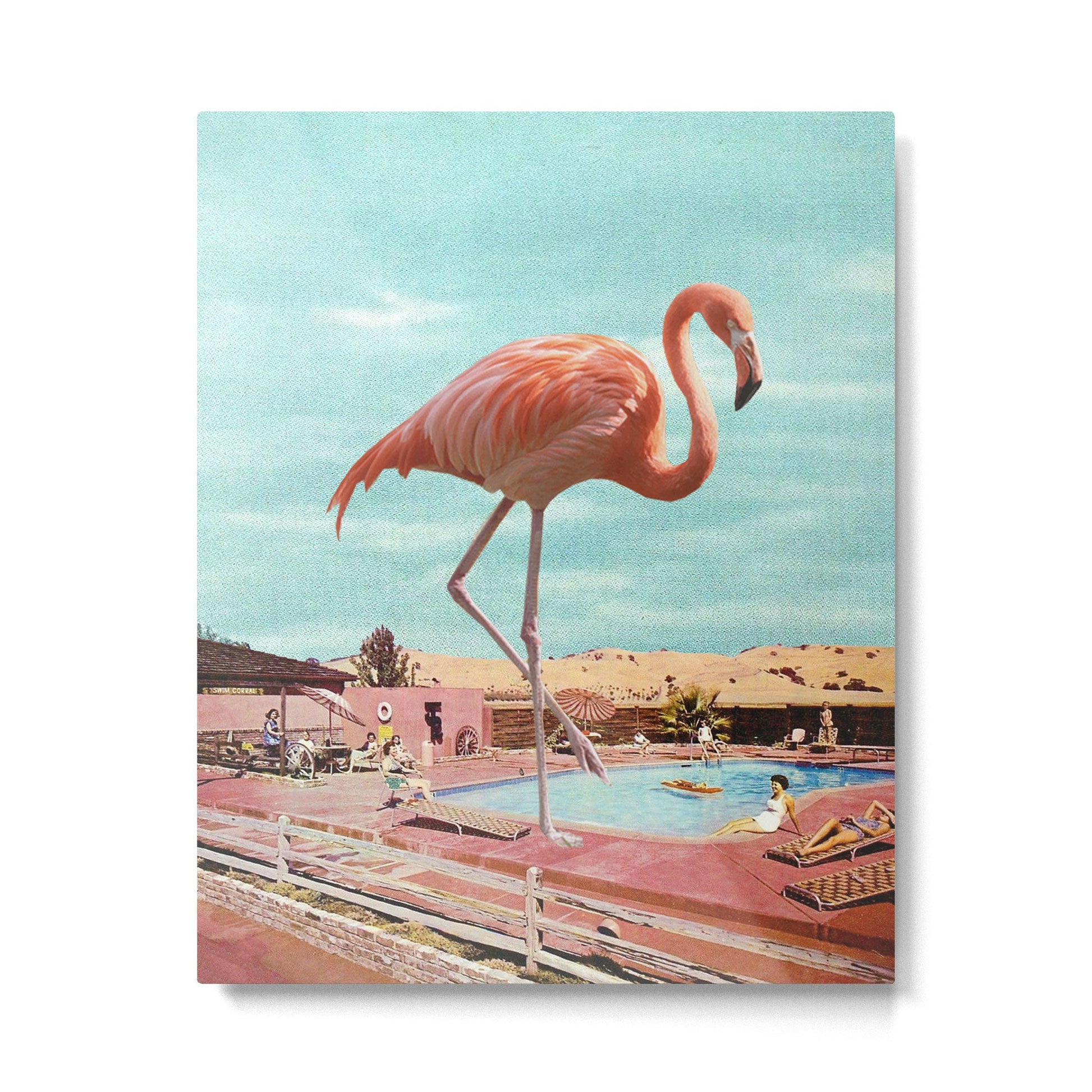 Flamingo on Holiday Metal Print | TeksDecor