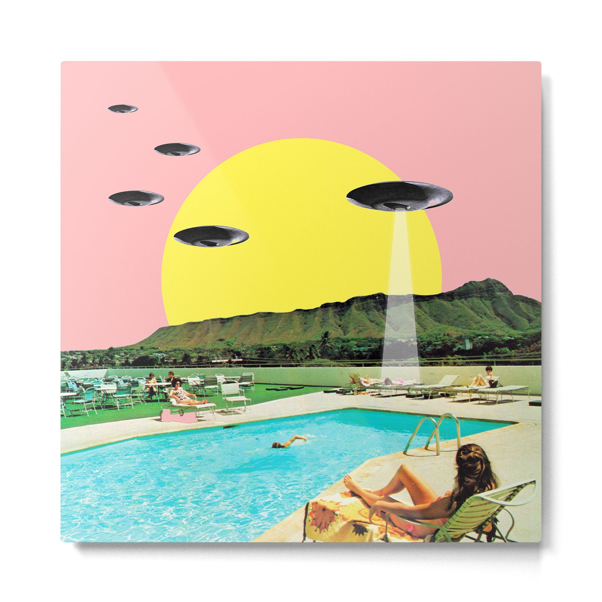 Invasion on vacation (Square) Metal Print | TeksDecor