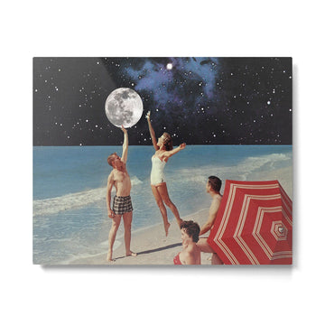 Reaching for the Moon Metal Print | TeksDecor