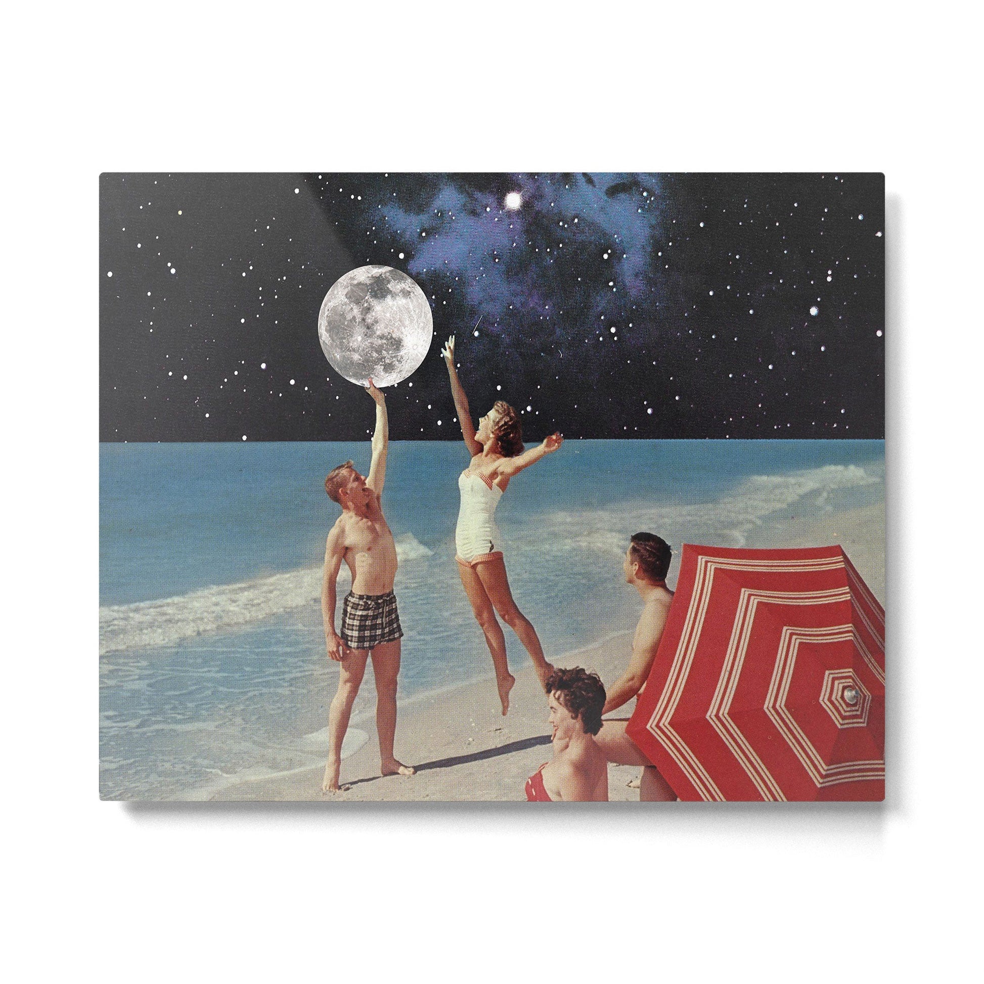 Reaching for the Moon Metal Print | TeksDecor