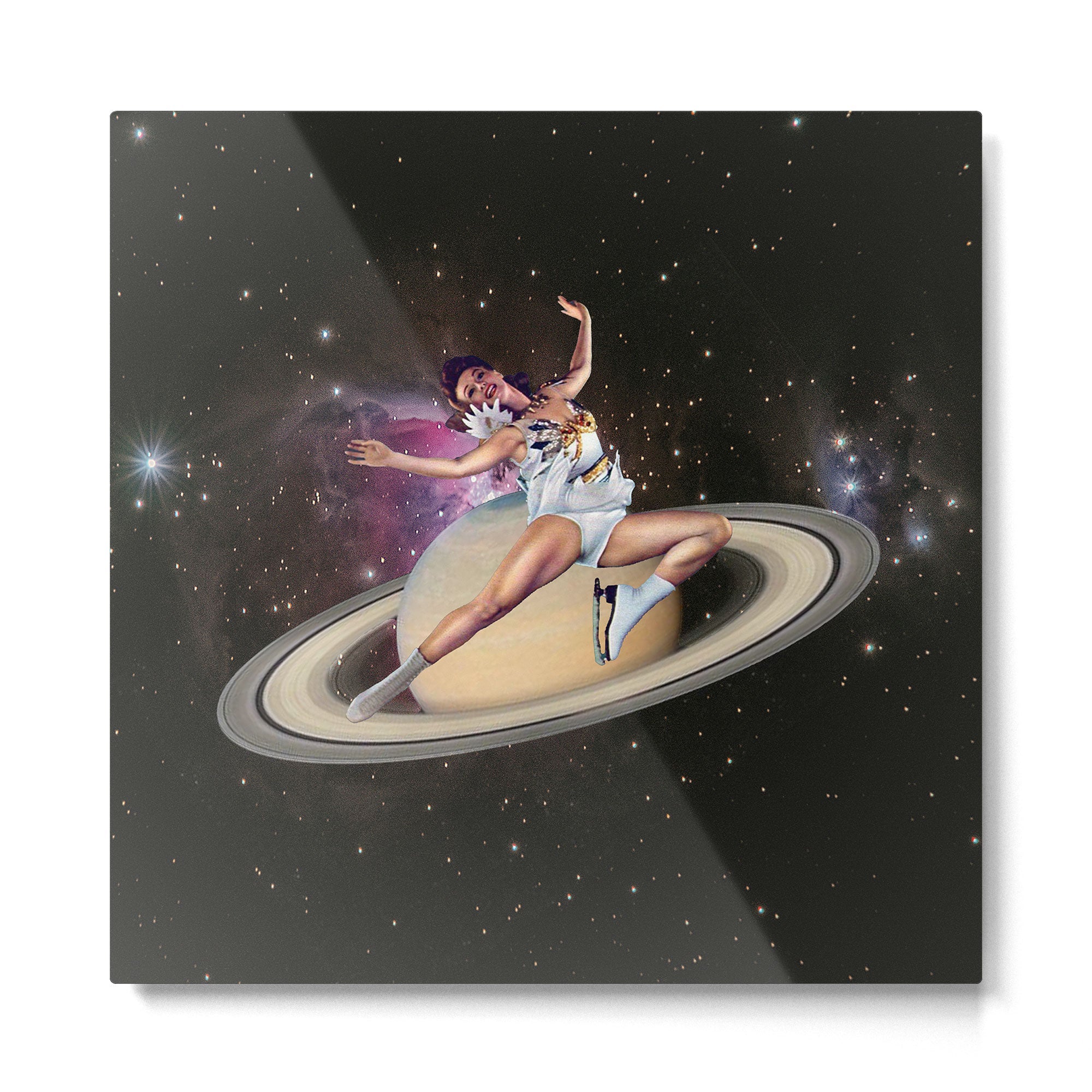 Saturn Queen // Skating in Space Metal Print | TeksDecor