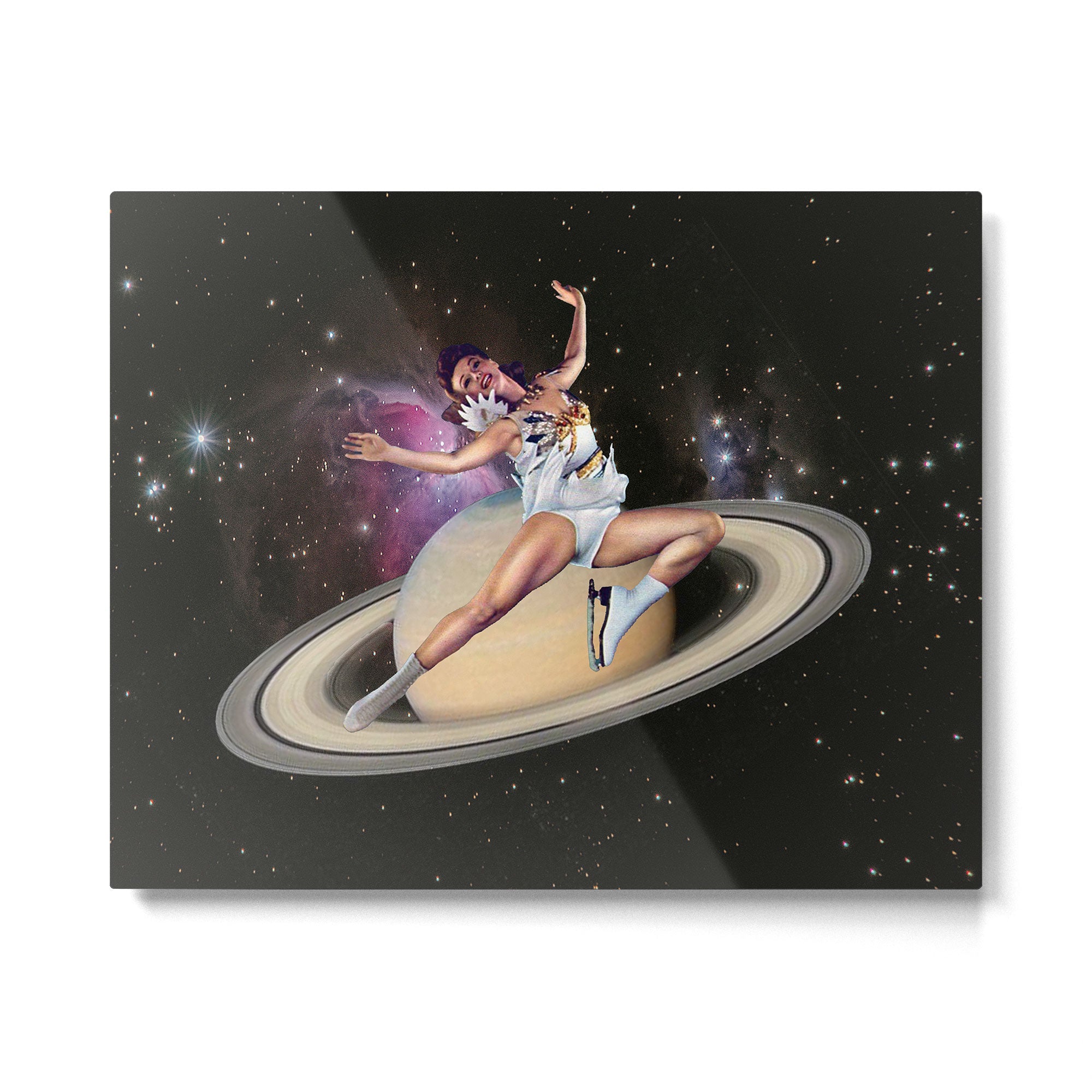 Saturn Queen // Skating in Space Metal Print | TeksDecor