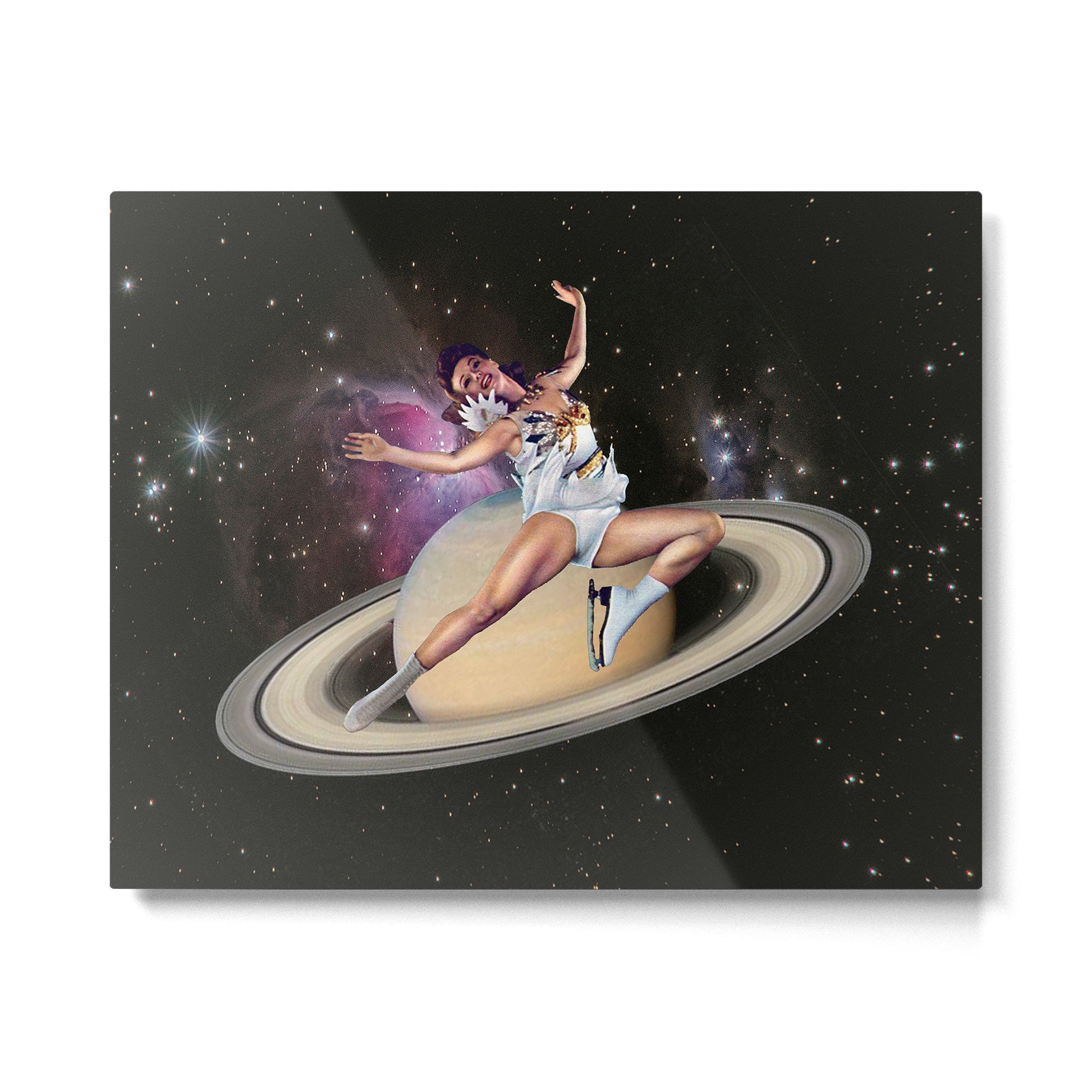 Saturn Queen // Skating in Space Metal Print | TeksDecor