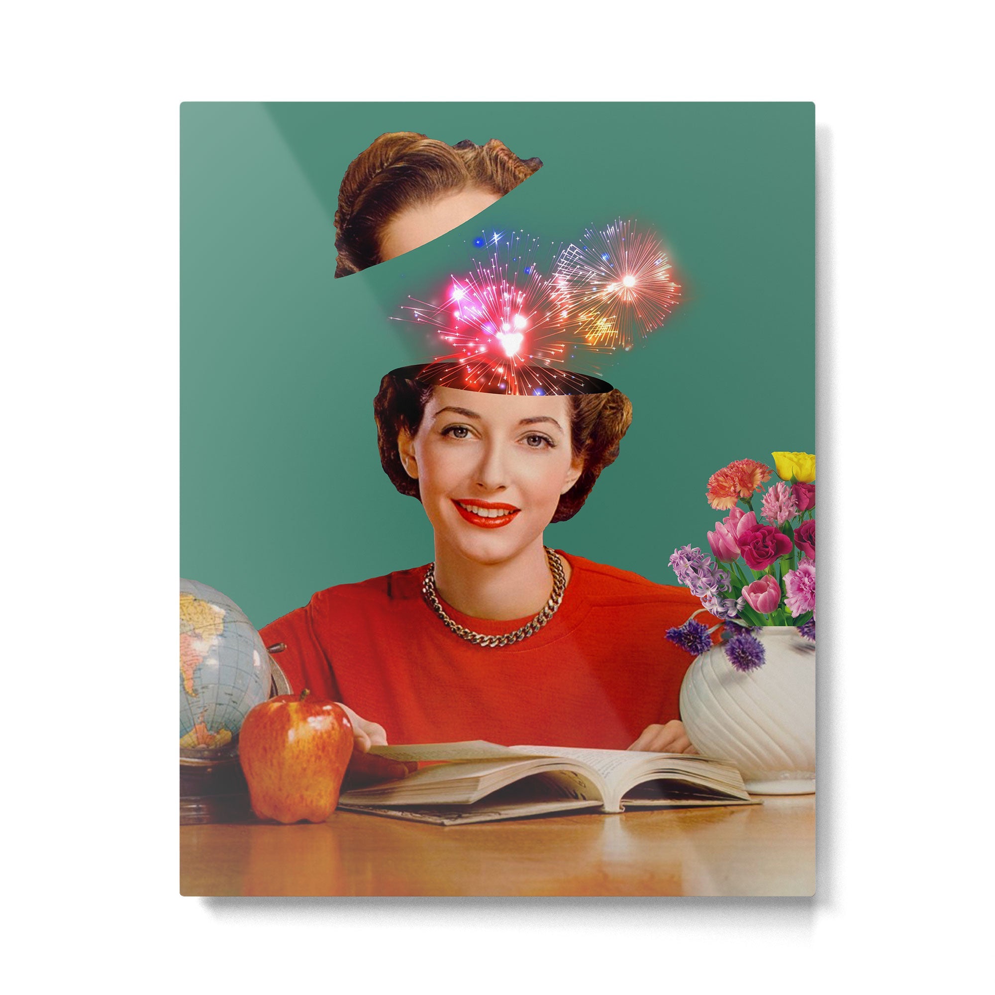 The Reader // Fireworks Metal Print | TeksDecor