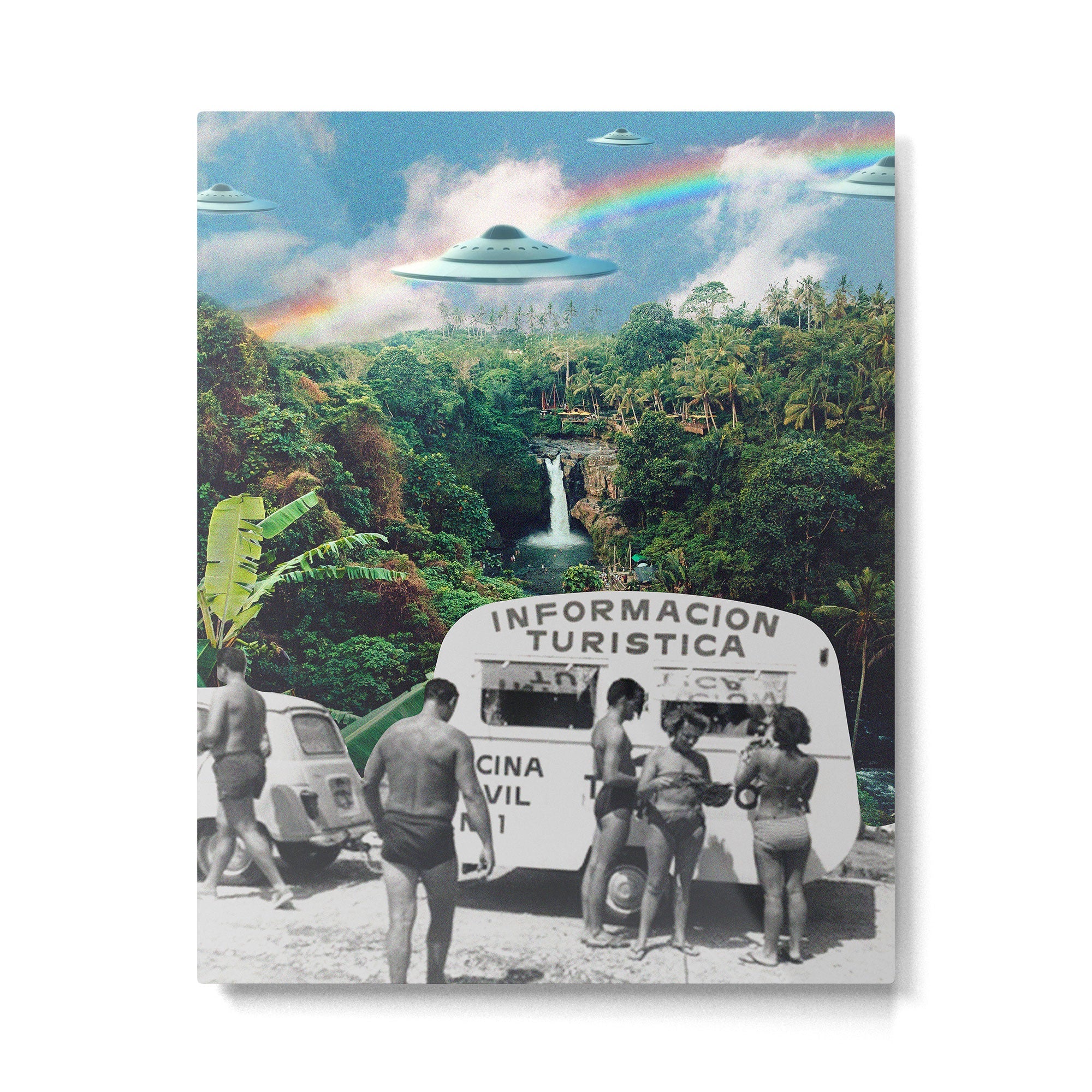 The Visitors // UFOs in Paradise Metal Print | TeksDecor