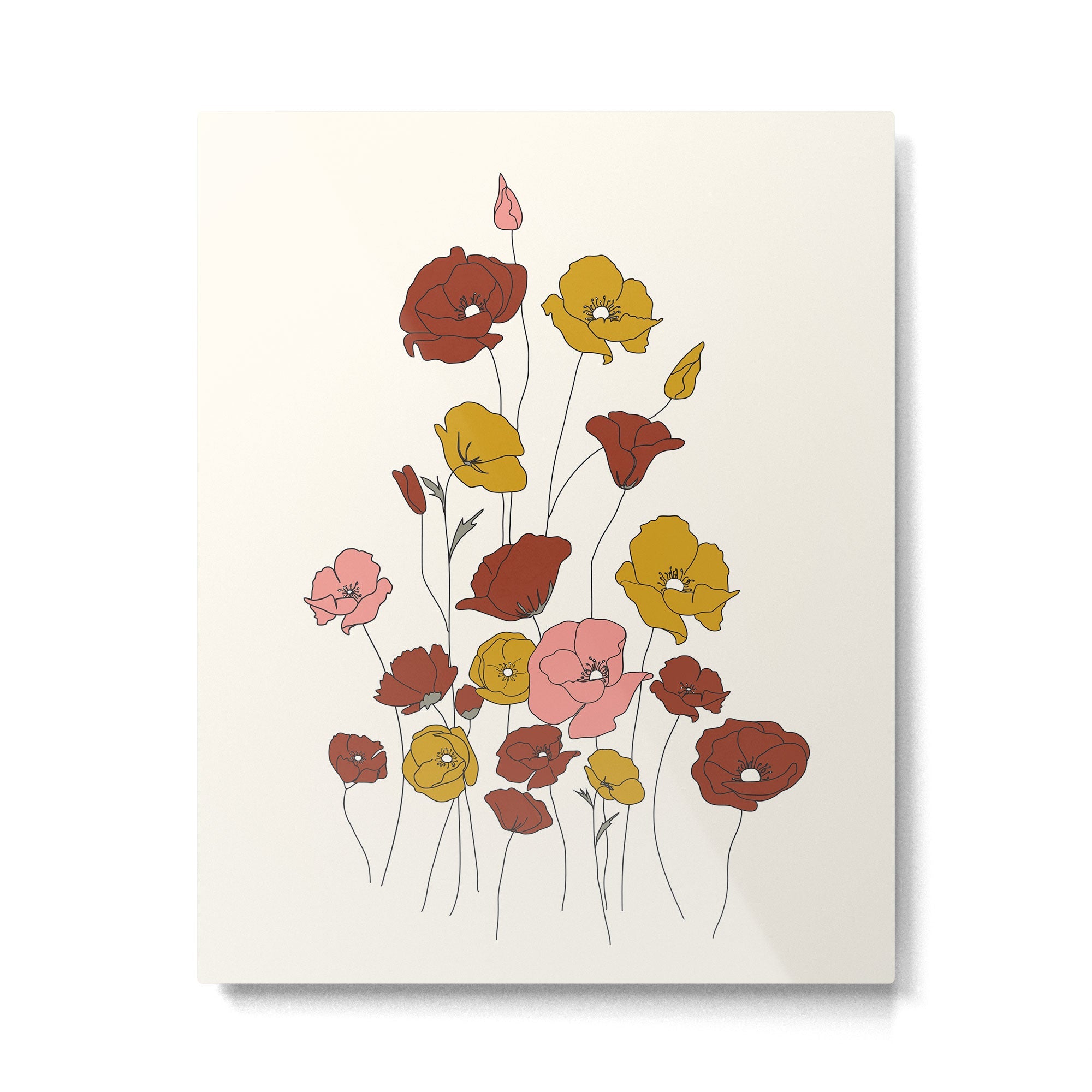 Colorful Poppy Flowers Metal Print | TeksDecor