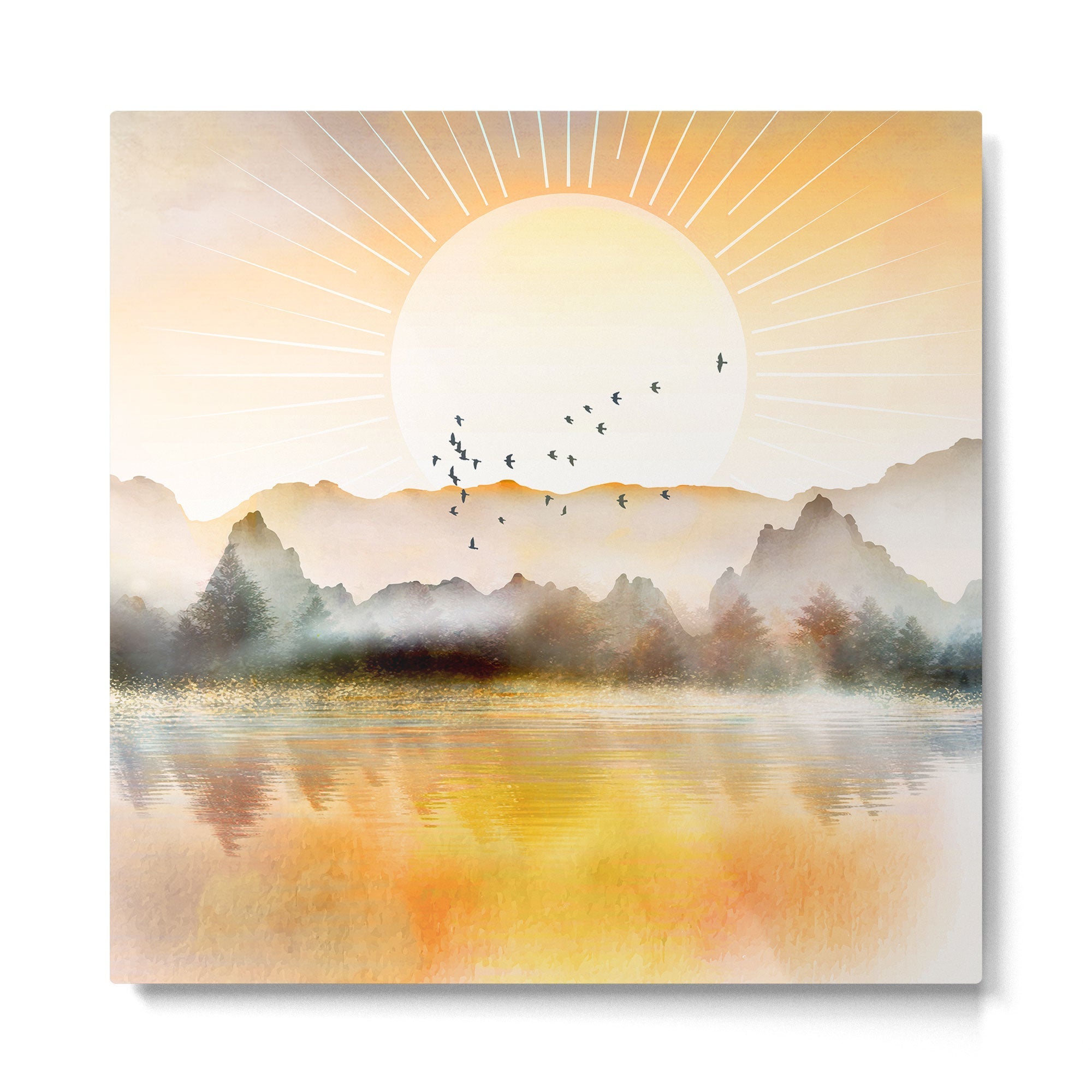 Lake Sunrise Metal Print | TeksDecor