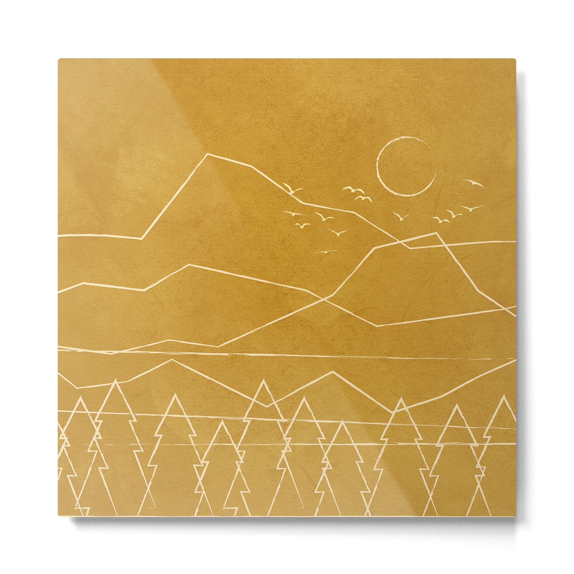 Minimalist Landscape Line Art II Metal Print | TeksDecor