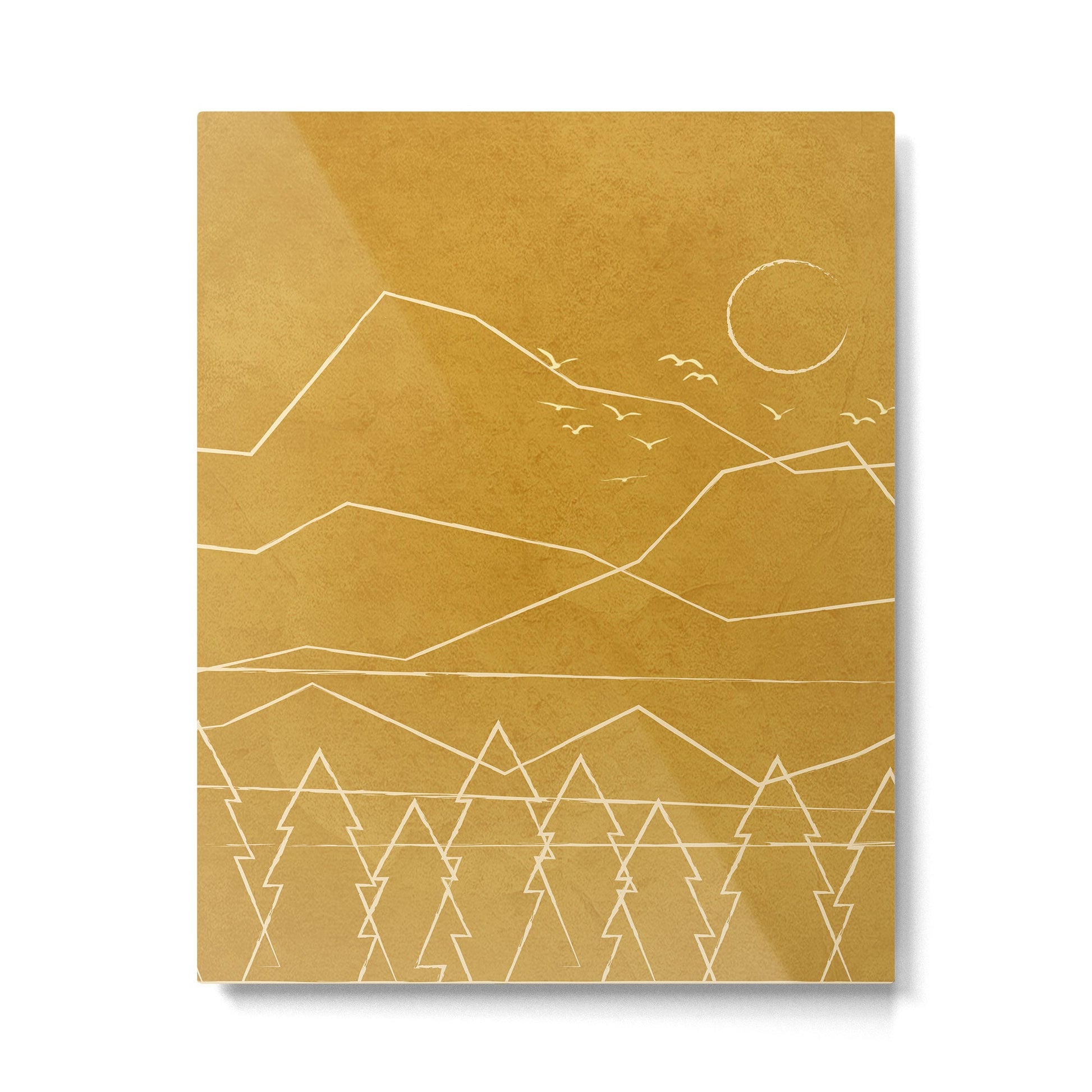 Minimalist Landscape Line Art II Metal Print | TeksDecor