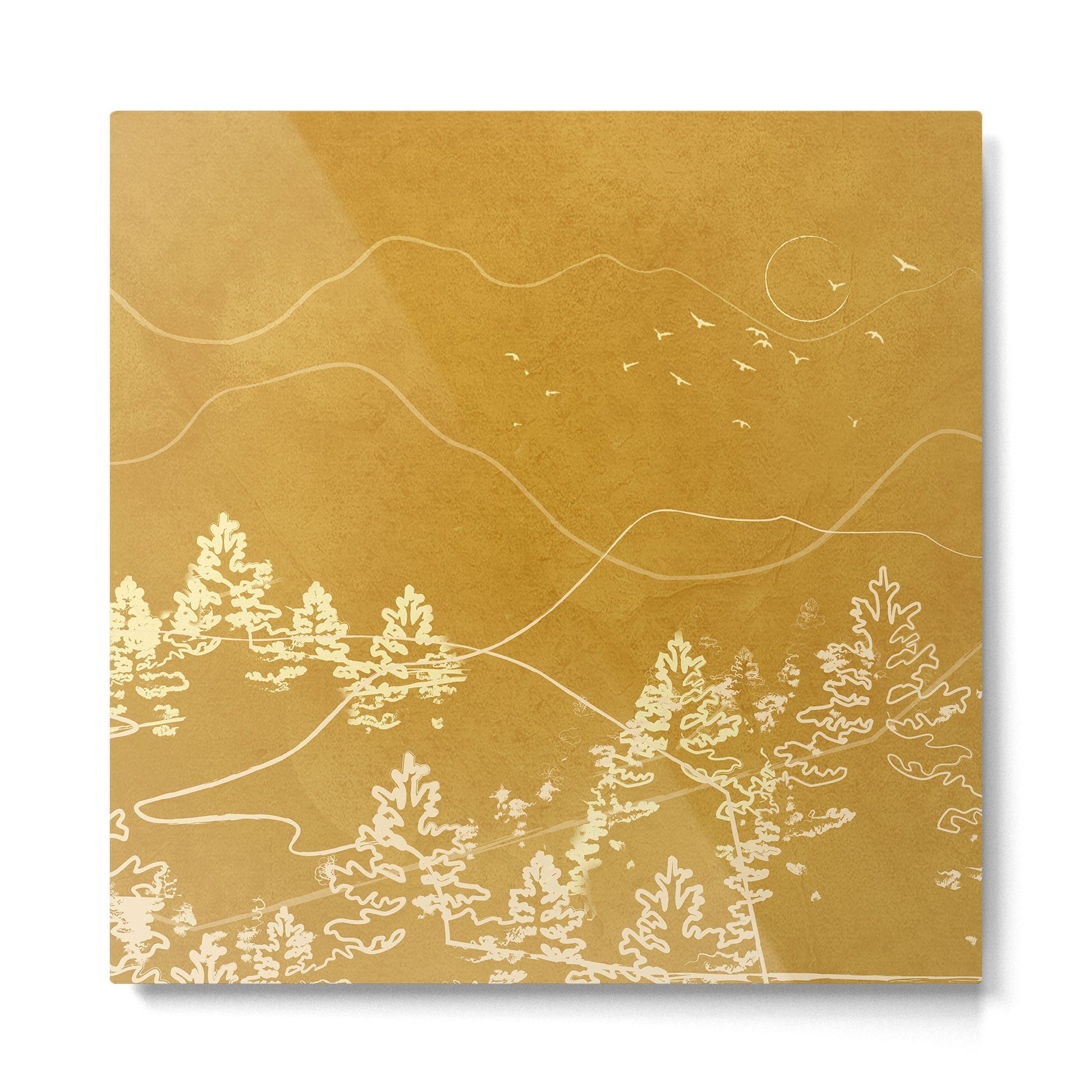 Minimalist Landscape Line Art III Metal Print | TeksDecor