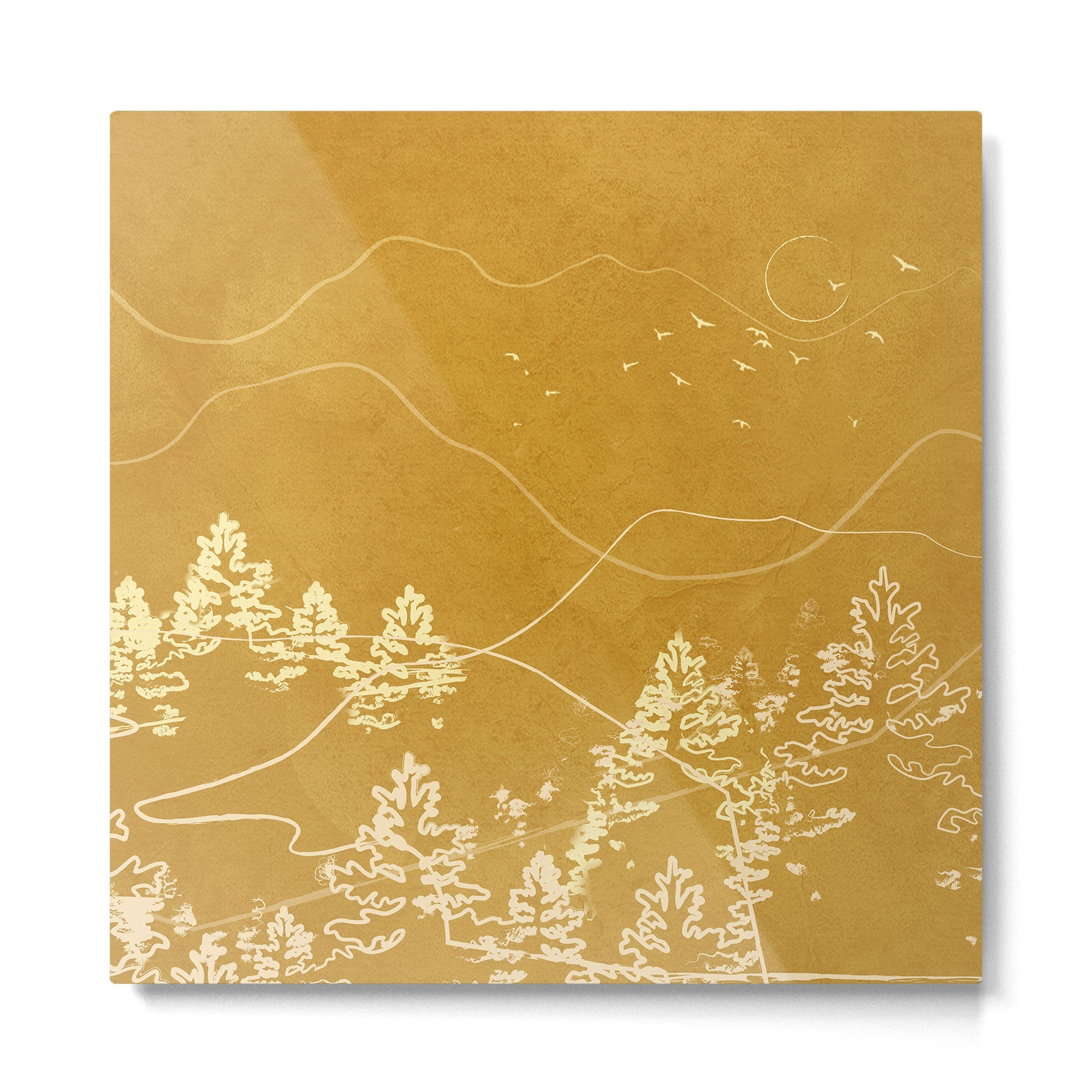 Minimalist Landscape Line Art III Metal Print | TeksDecor