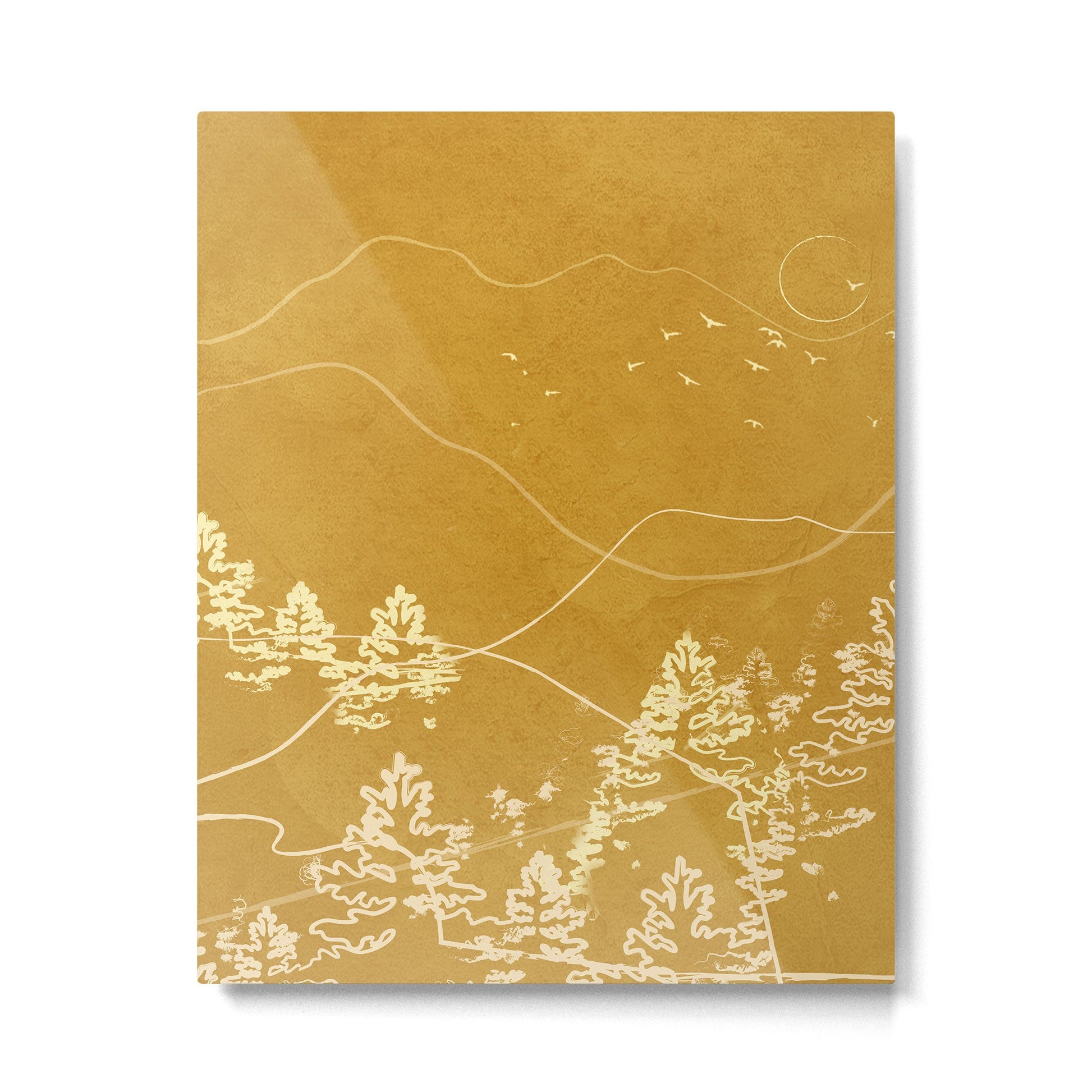 Minimalist Landscape Line Art III Metal Print | TeksDecor