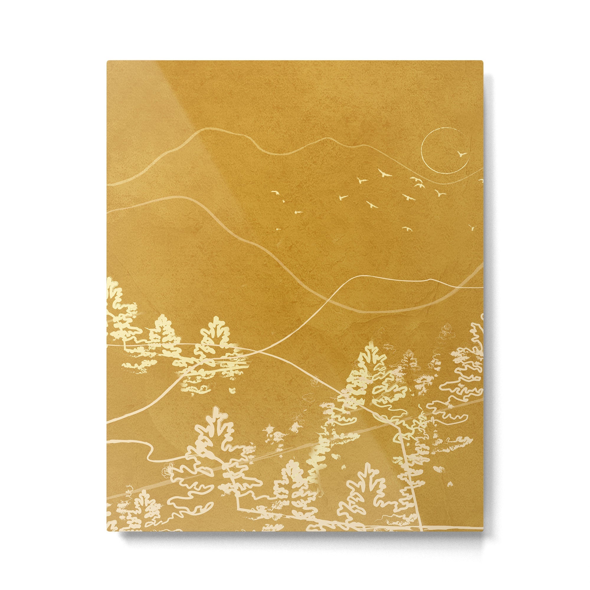 Minimalist Landscape Line Art III Metal Print | TeksDecor