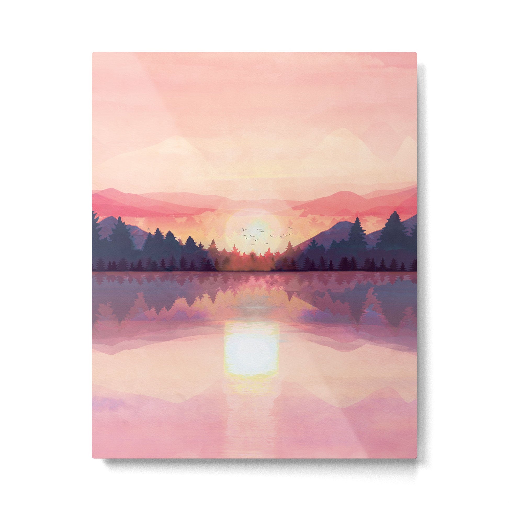 Morning Sunshine over the Peaceful Mountain Lake Metal Print | TeksDecor