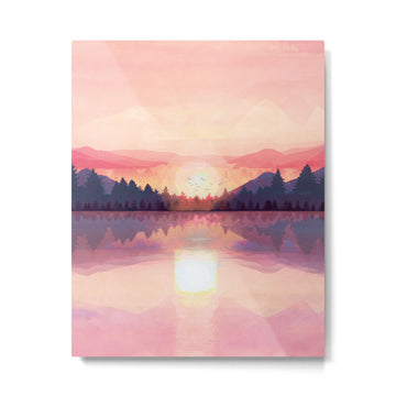 Morning Sunshine over the Peaceful Mountain Lake Metal Print | TeksDecor