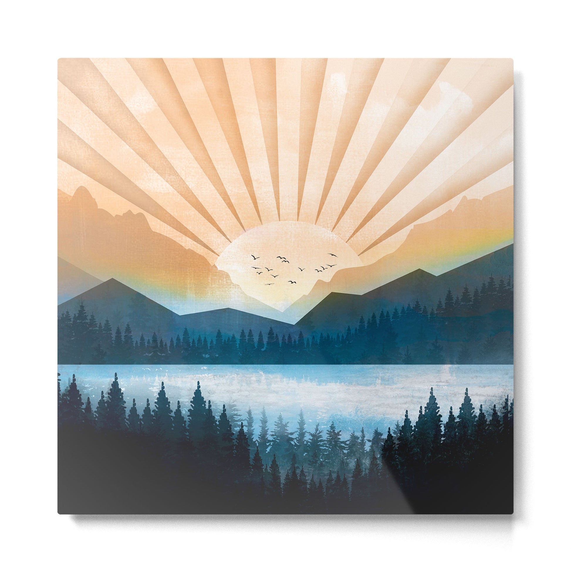 Mountain Lake Sunrise Metal Print | TeksDecor
