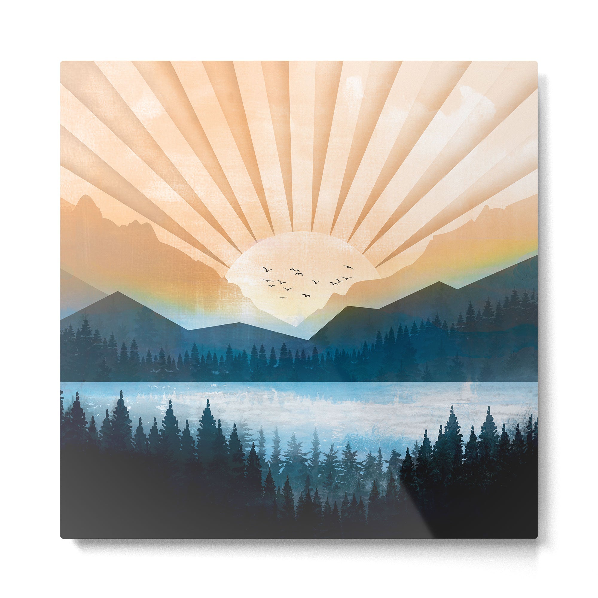 Mountain Lake Sunrise Metal Print | TeksDecor