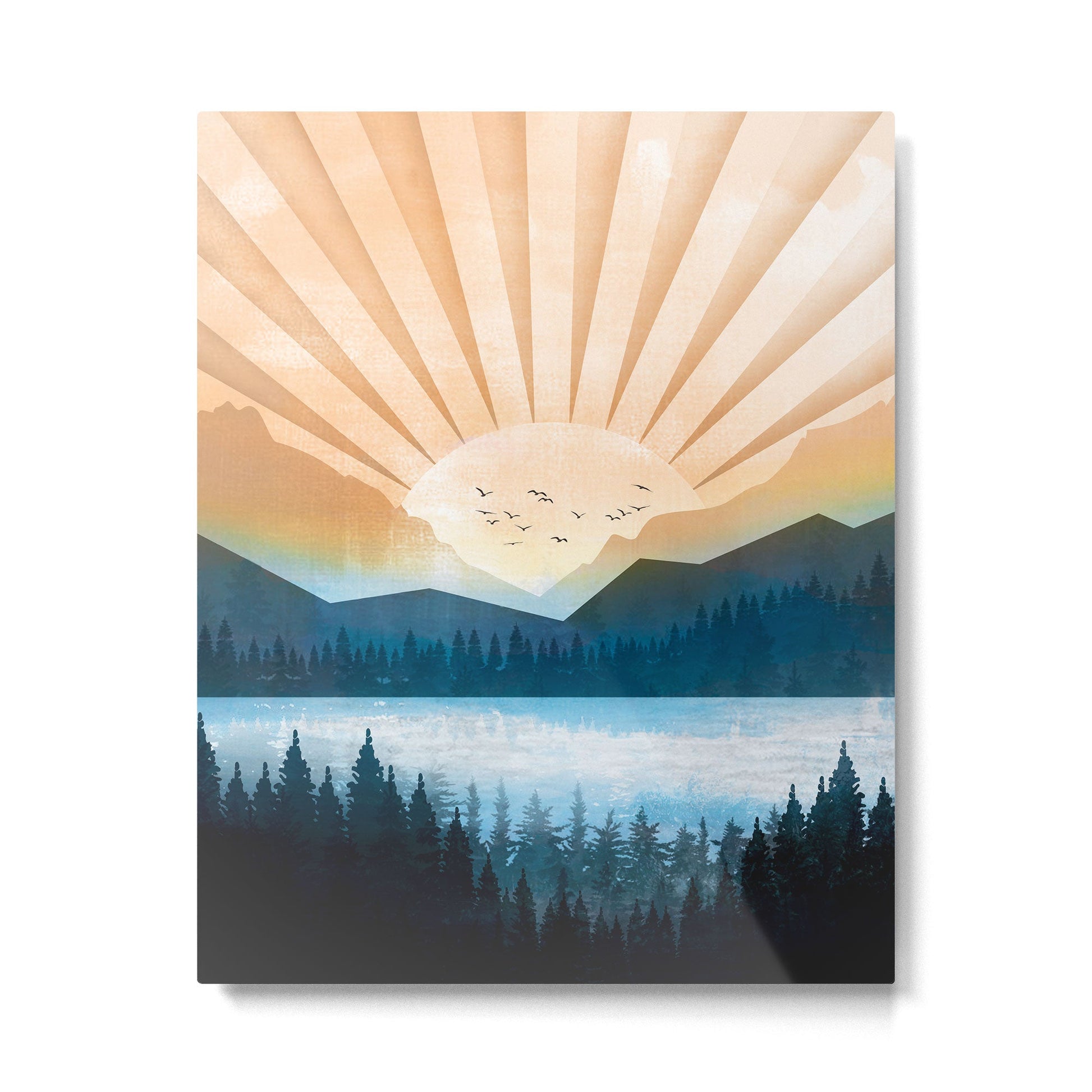 Mountain Lake Sunrise Metal Print | TeksDecor