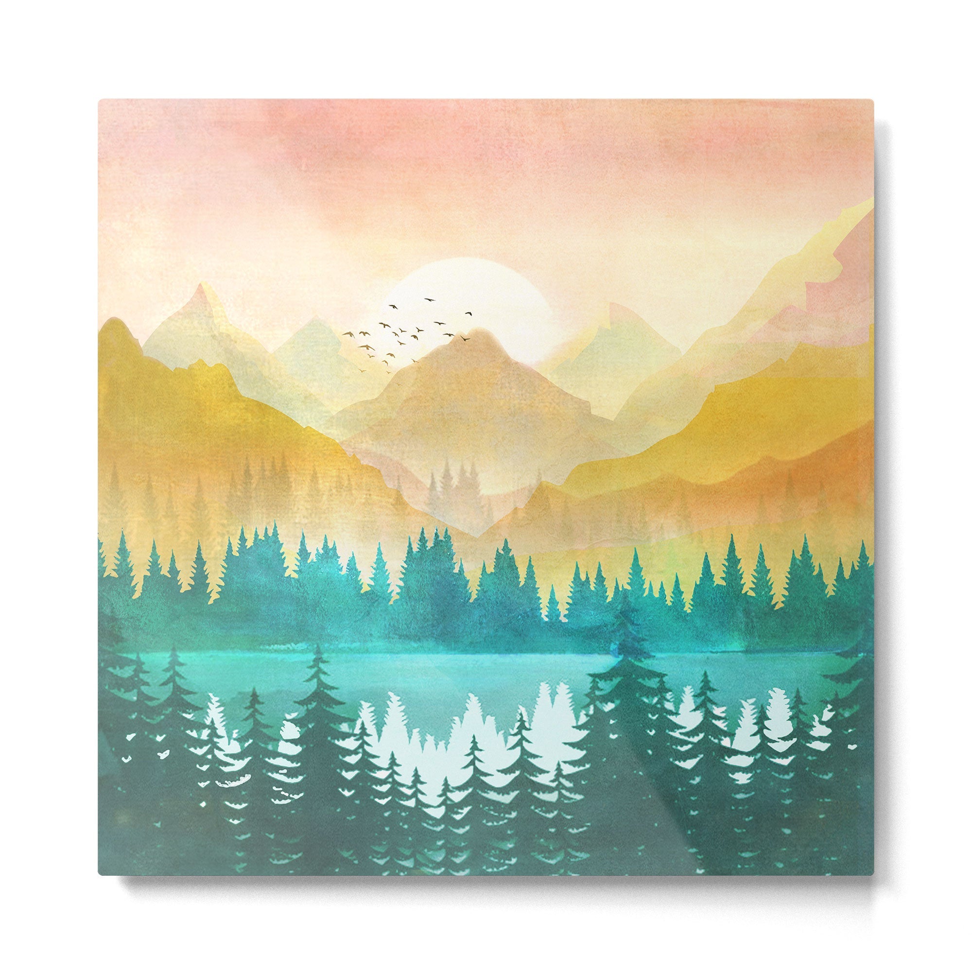 Summer Mountain Sunrise Metal Print | TeksDecor