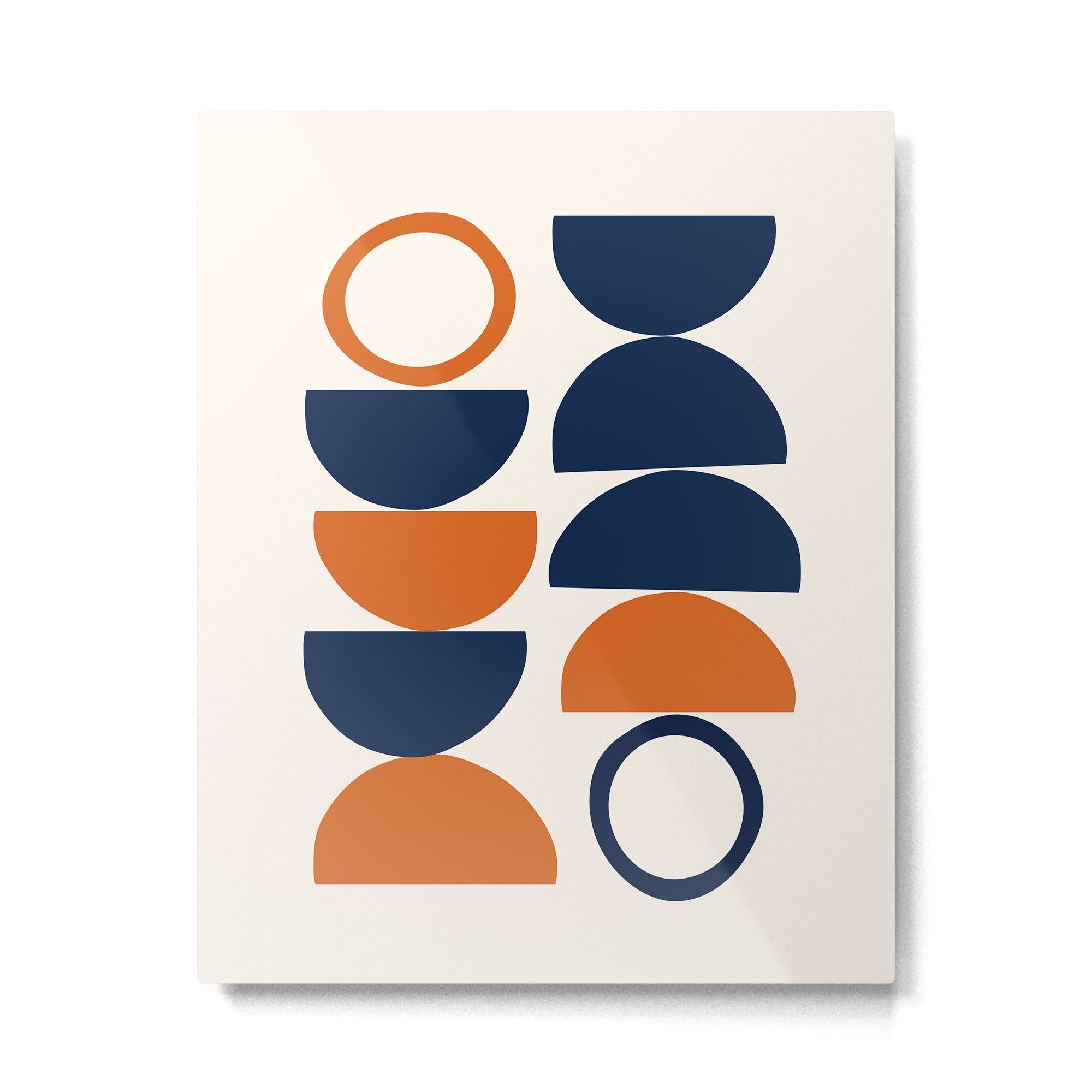 Abstract Shapes 19 in Orange and Navy Blue Metal Print | TeksDecor