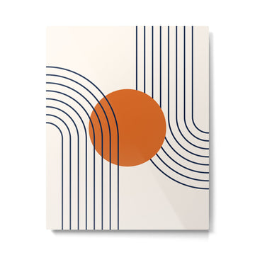 Geometric Lines in Navy Blue Orange 1 (Rainbow Abstraction) Metal Print | TeksDecor