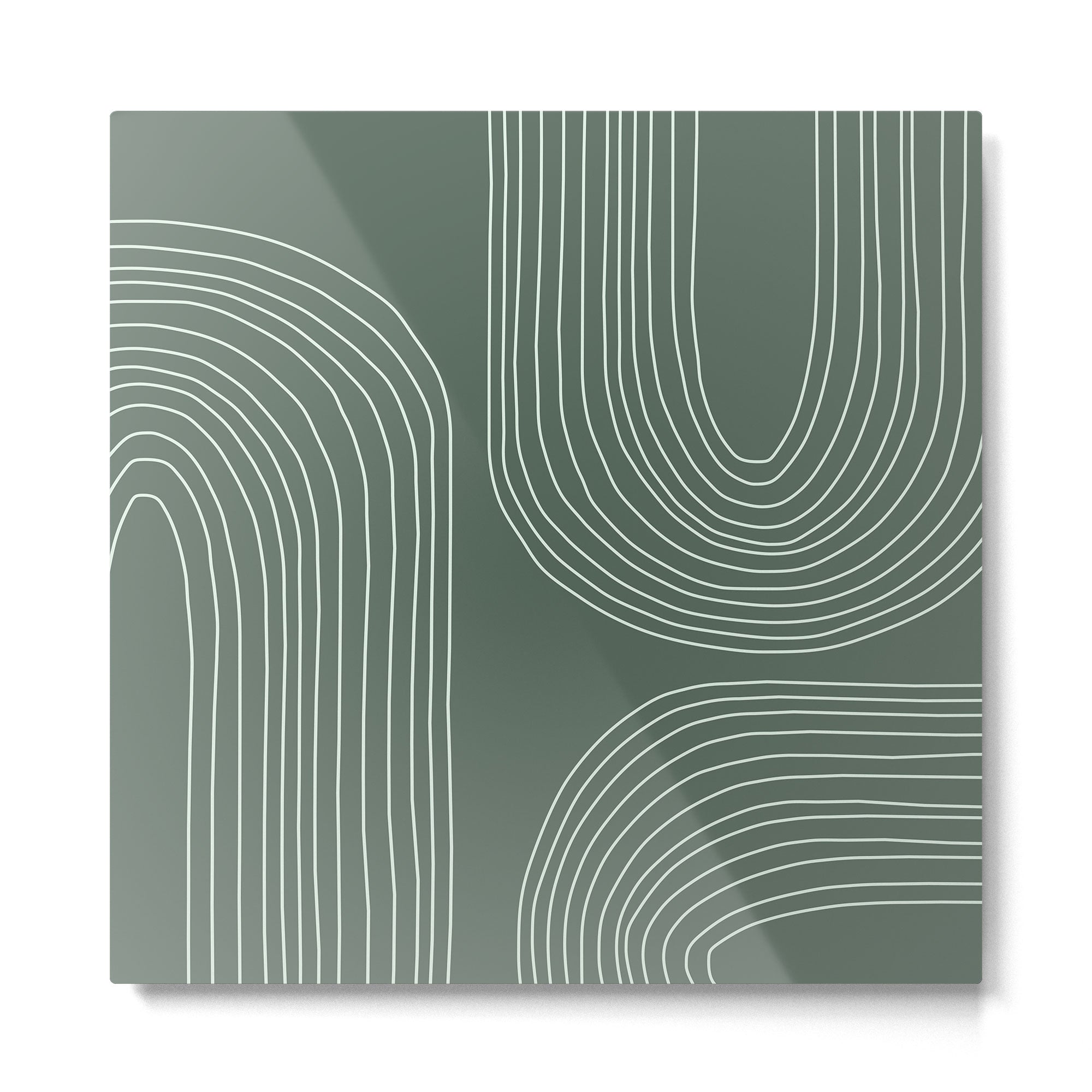 Hand drawn Geometric Lines in Forest Green 3 Metal Print | TeksDecor