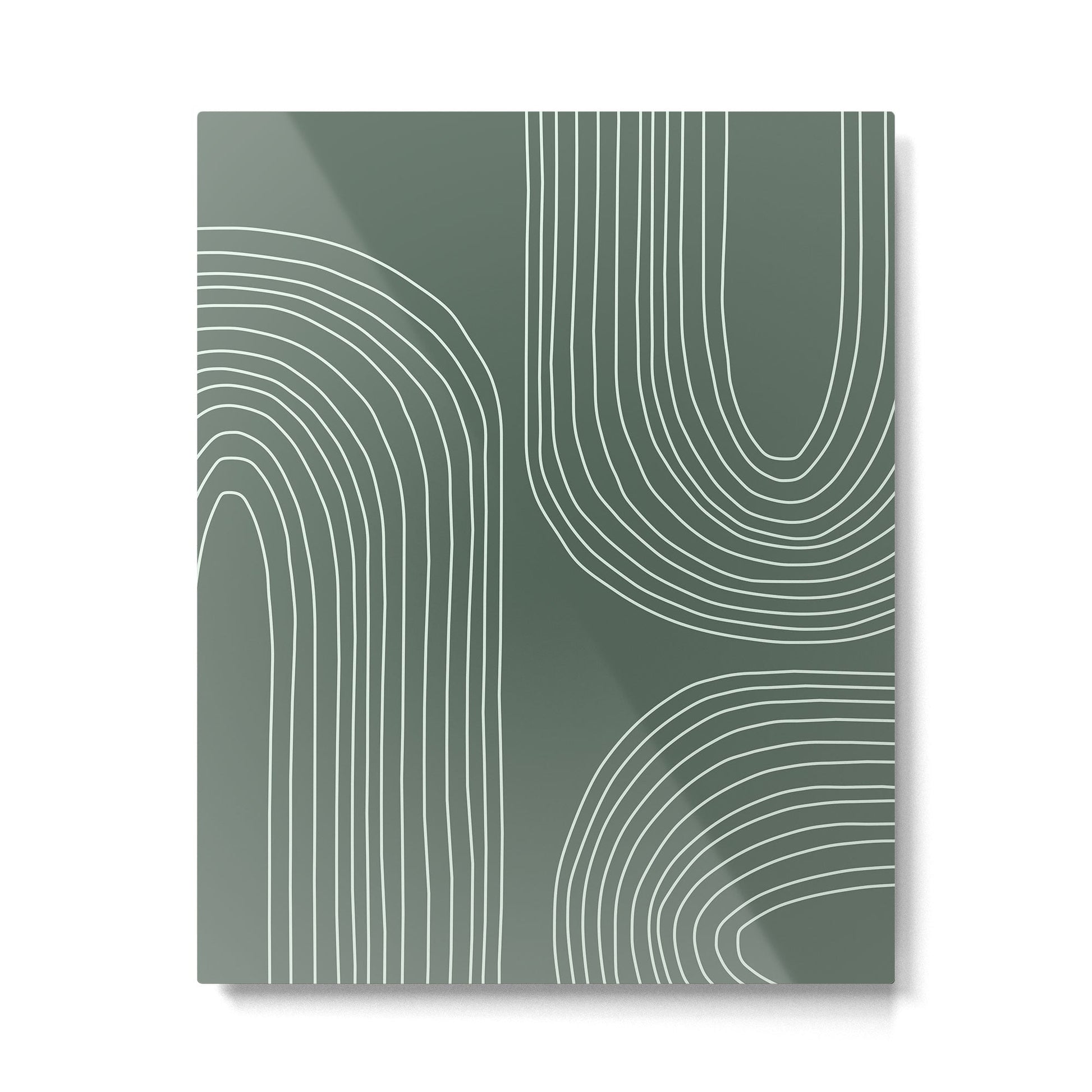 Hand drawn Geometric Lines in Forest Green 3 Metal Print | TeksDecor