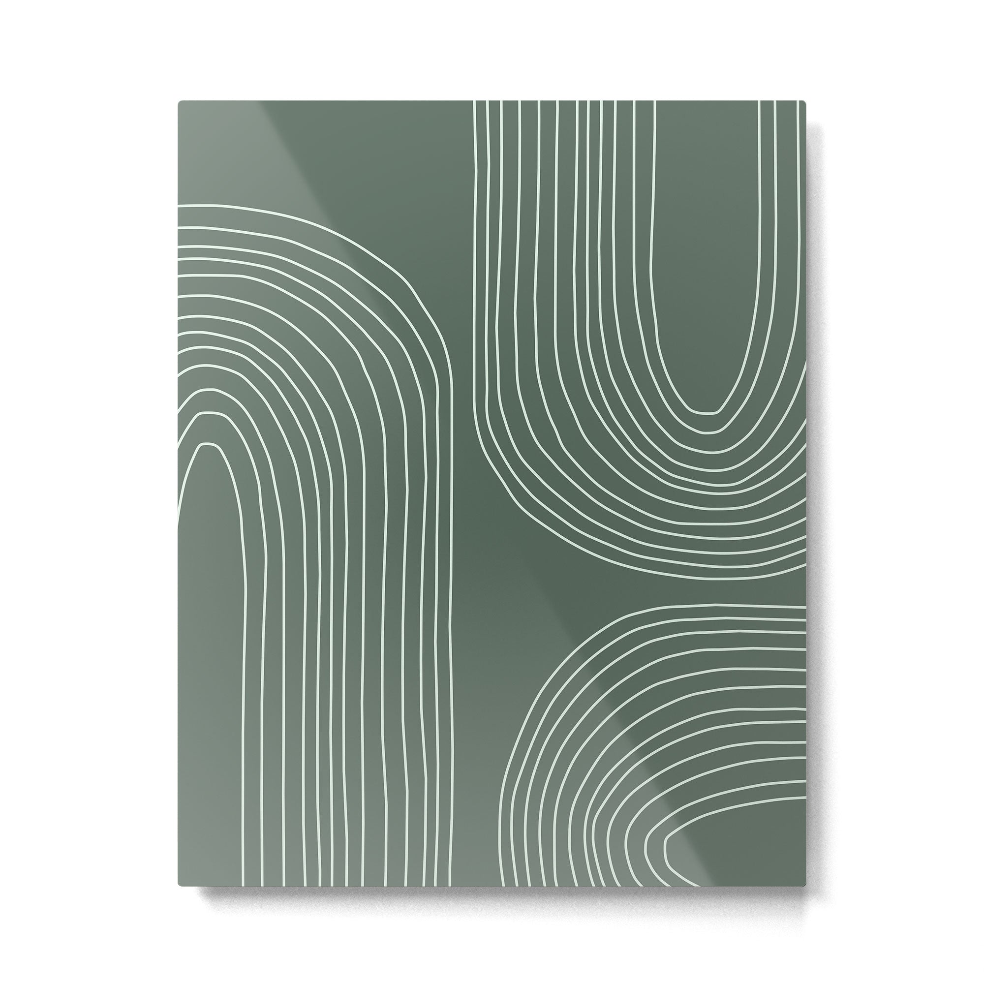 Hand drawn Geometric Lines in Forest Green 3 Metal Print | TeksDecor