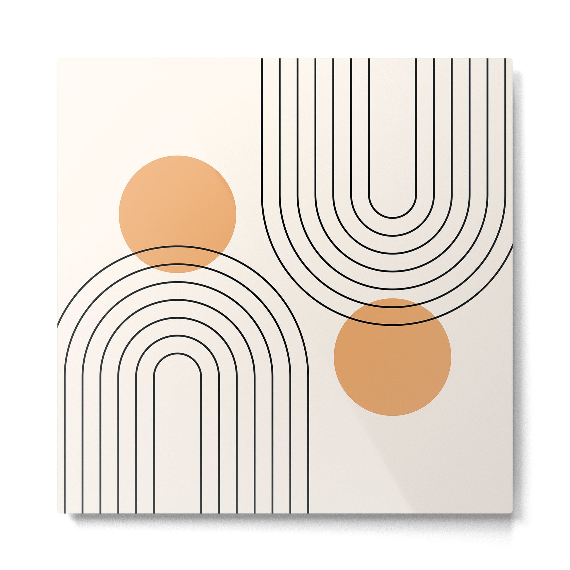 Mid Century Modern Geometric 61 (Rainbow and Sun Abstraction) Metal Print | TeksDecor