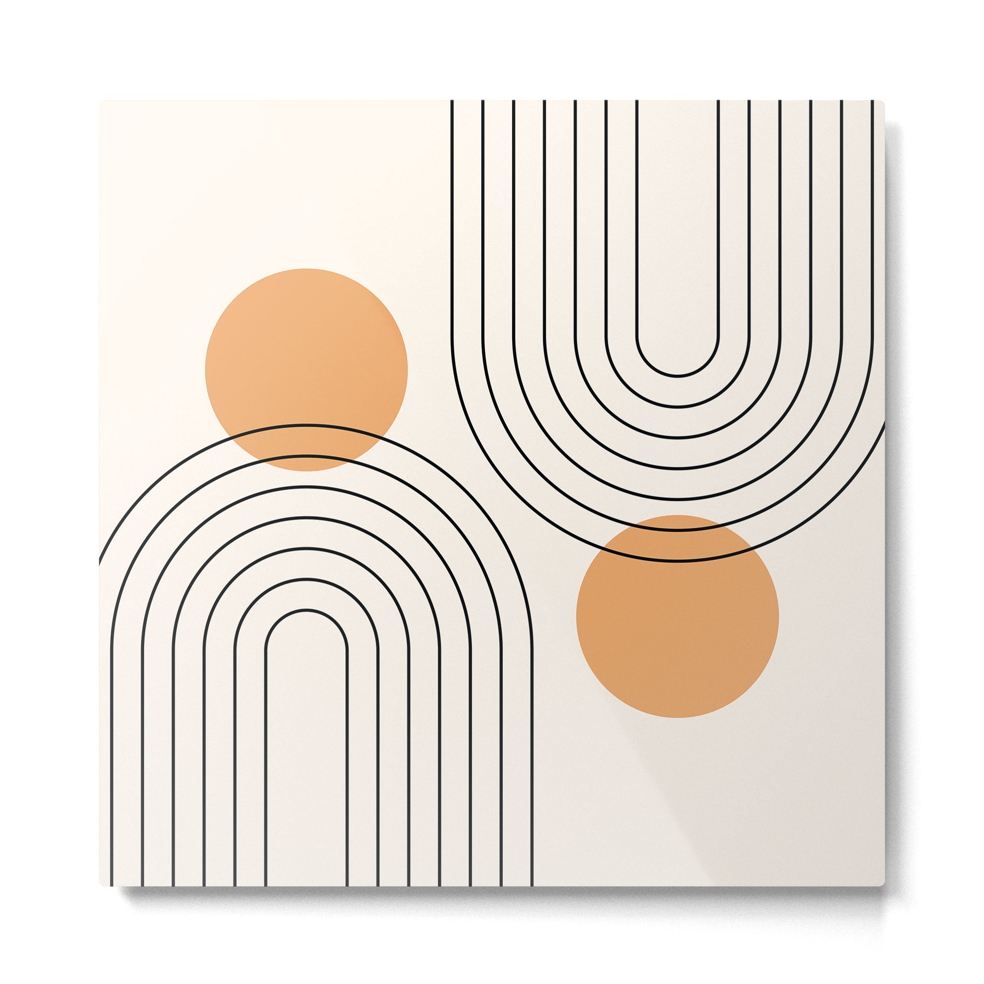 Mid Century Modern Geometric 61 (Rainbow and Sun Abstraction) Metal Print | TeksDecor