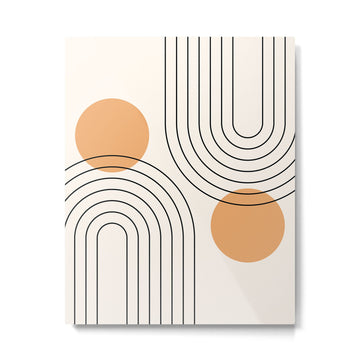 Mid Century Modern Geometric 61 (Rainbow and Sun Abstraction) Metal Print | TeksDecor