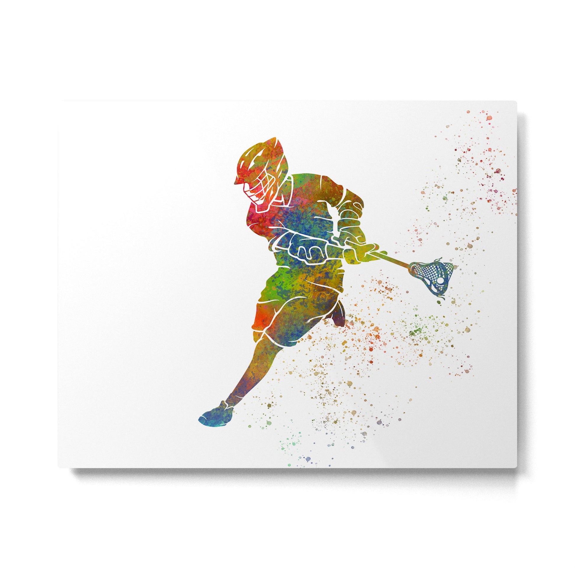 Lacrosse in watercolor Metal Print | TeksDecor