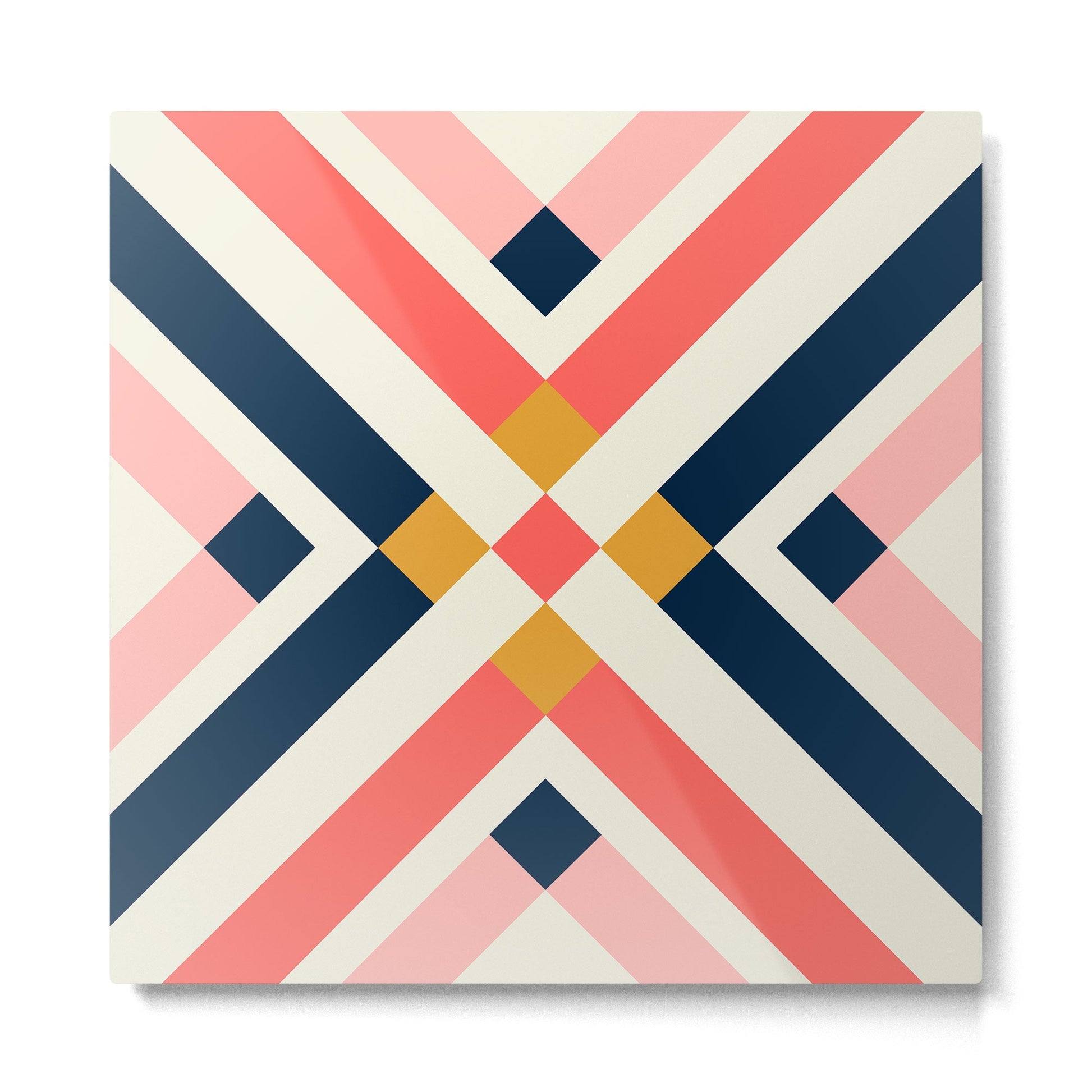 Bold Geometric Quilt Block Metal Print | TeksDecor