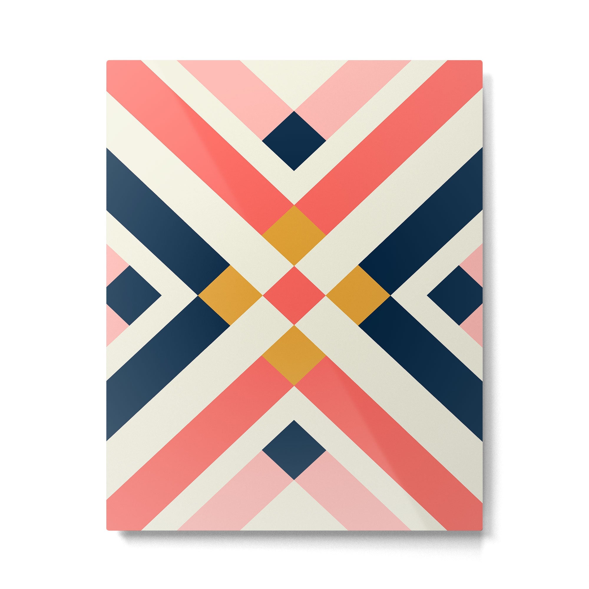 Bold Geometric Quilt Block Metal Print | TeksDecor