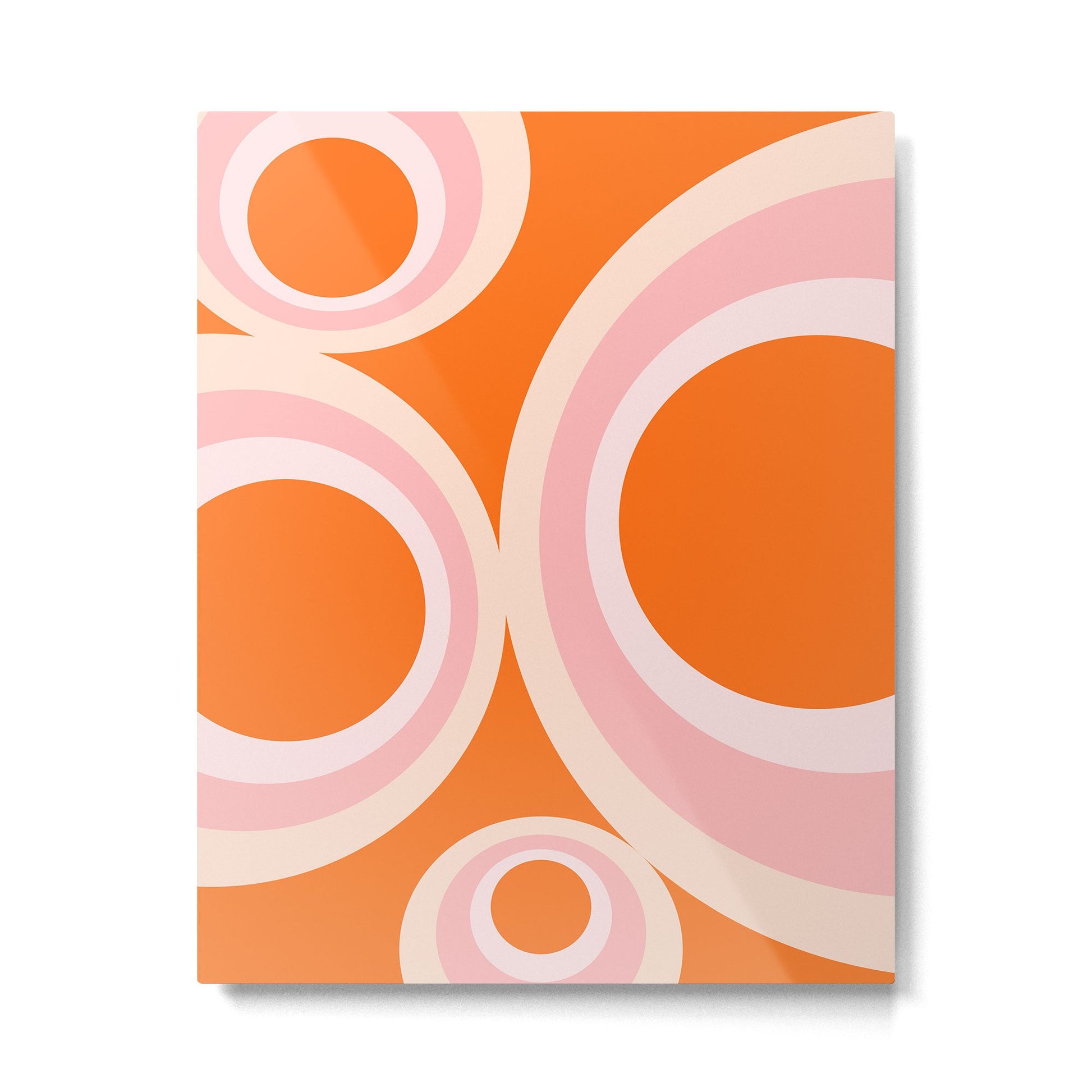 Calida - Retro Geometric Circle Pattern in Orange and Pink Metal Print | TeksDecor
