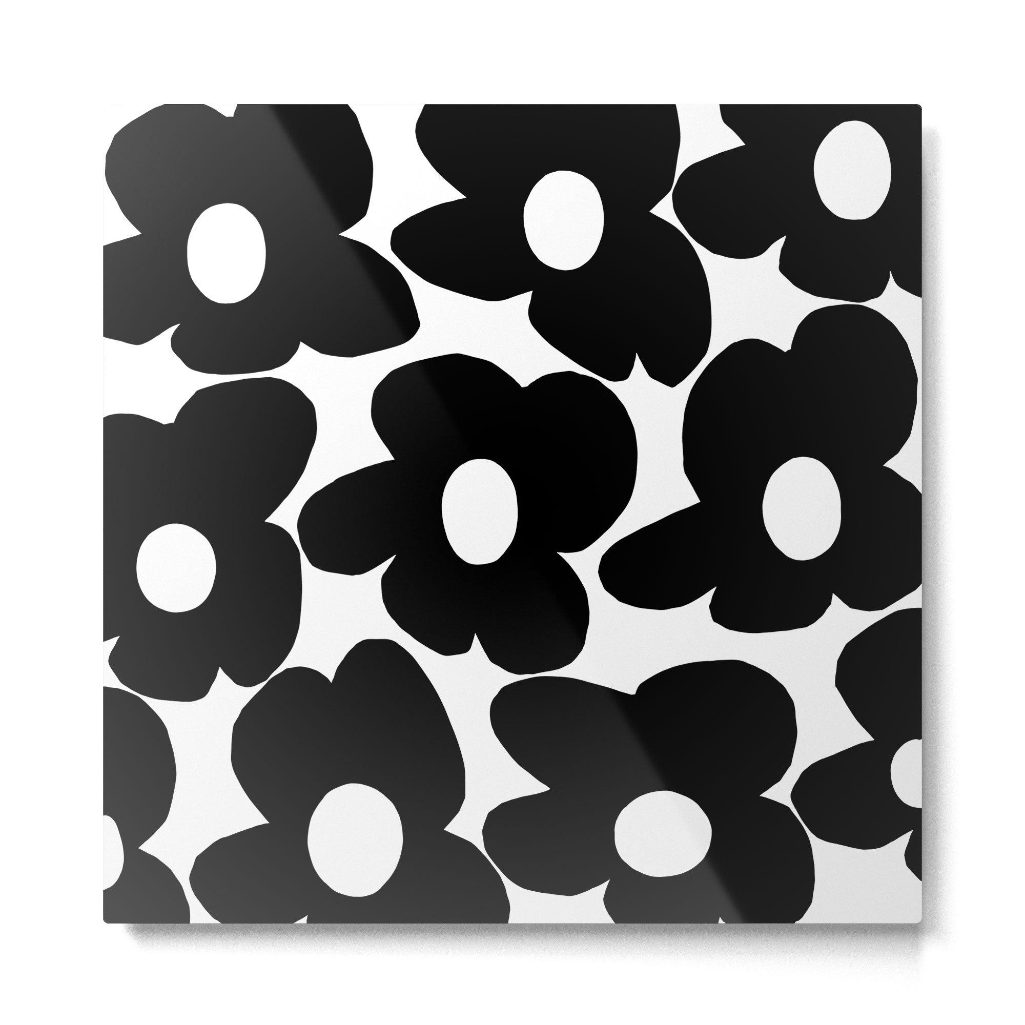 Black Retro Flowers White Background #decor #society6 #buyart Metal Print | TeksDecor