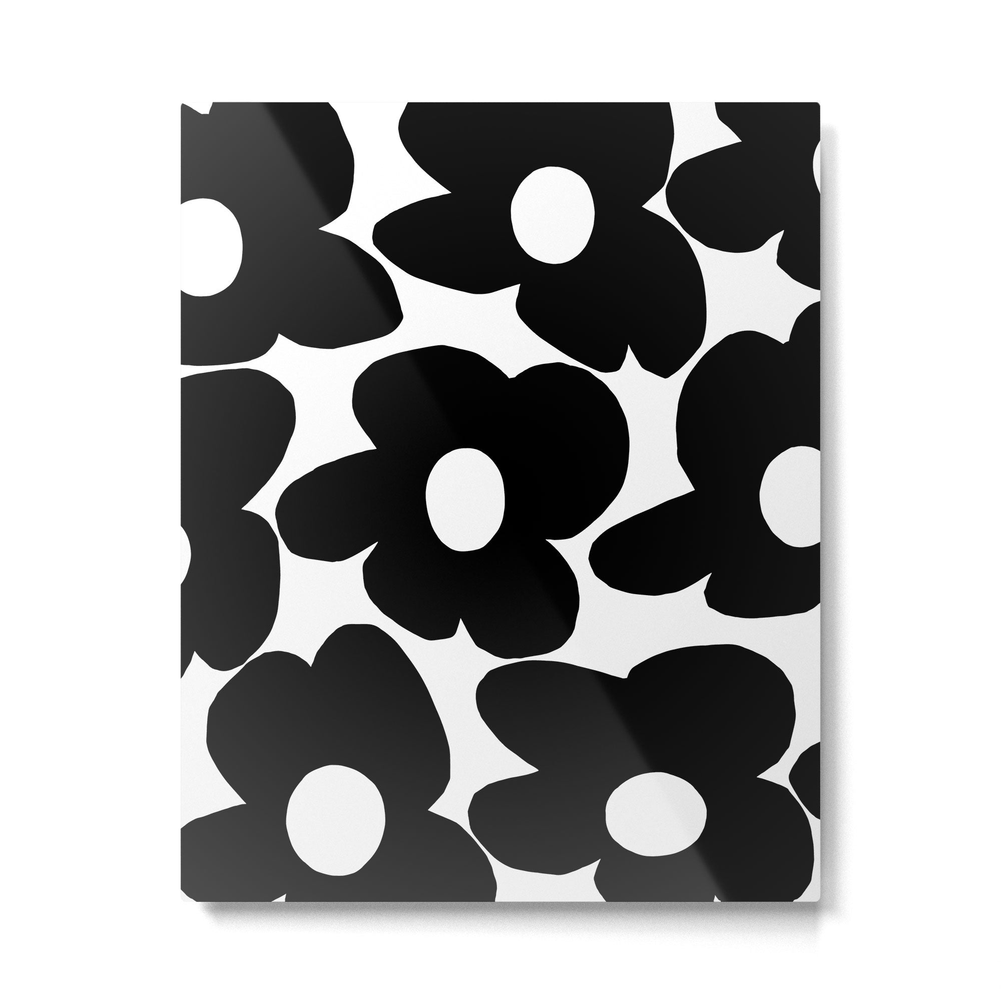 Black Retro Flowers White Background #decor #society6 #buyart Metal Print | TeksDecor