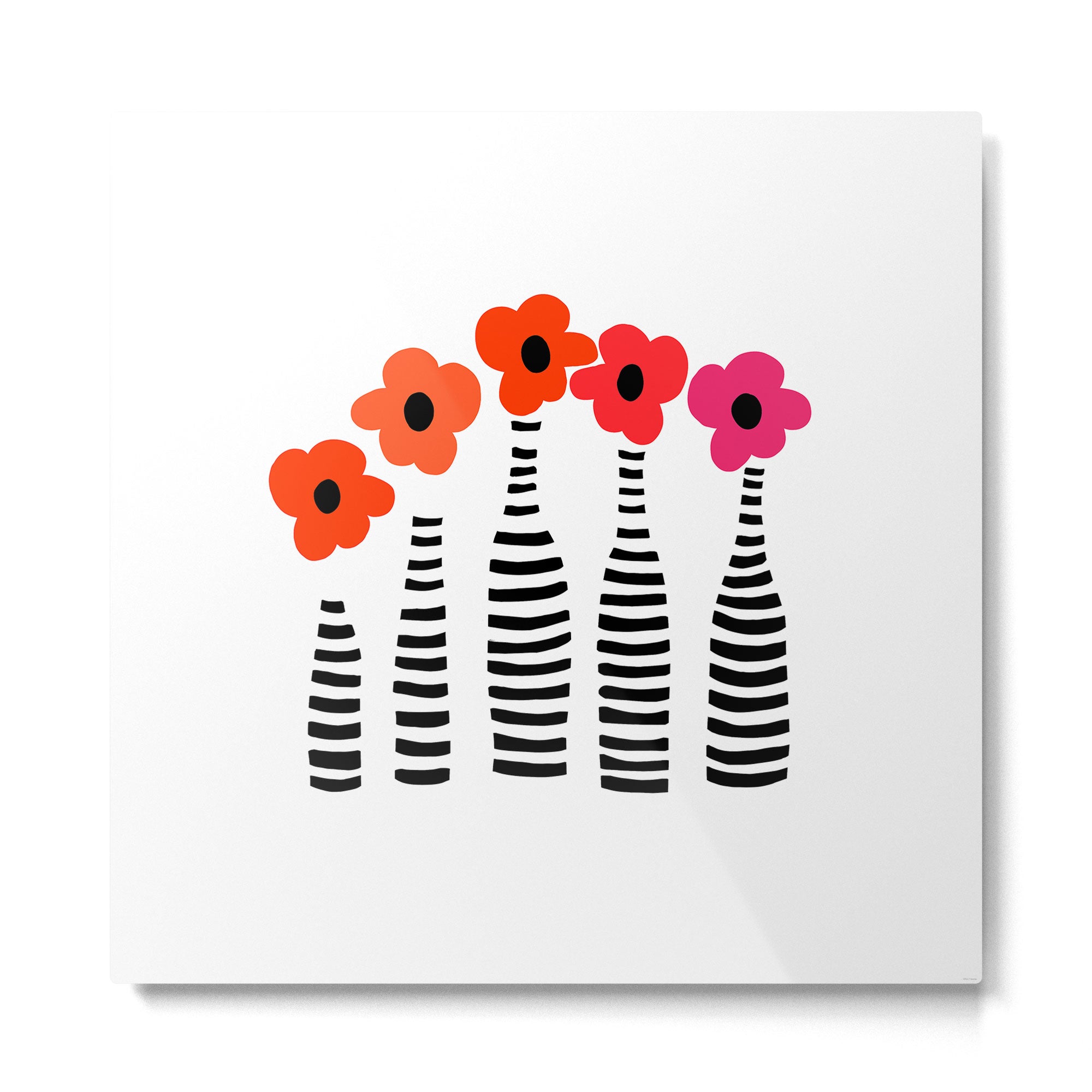 Red Petals Retro Flowers Stripe Bottles White Background #decor #society6 #buyart Metal Print | TeksDecor