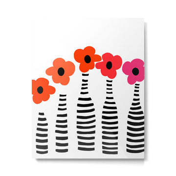Red Petals Retro Flowers Stripe Bottles White Background #decor #society6 #buyart Metal Print | TeksDecor