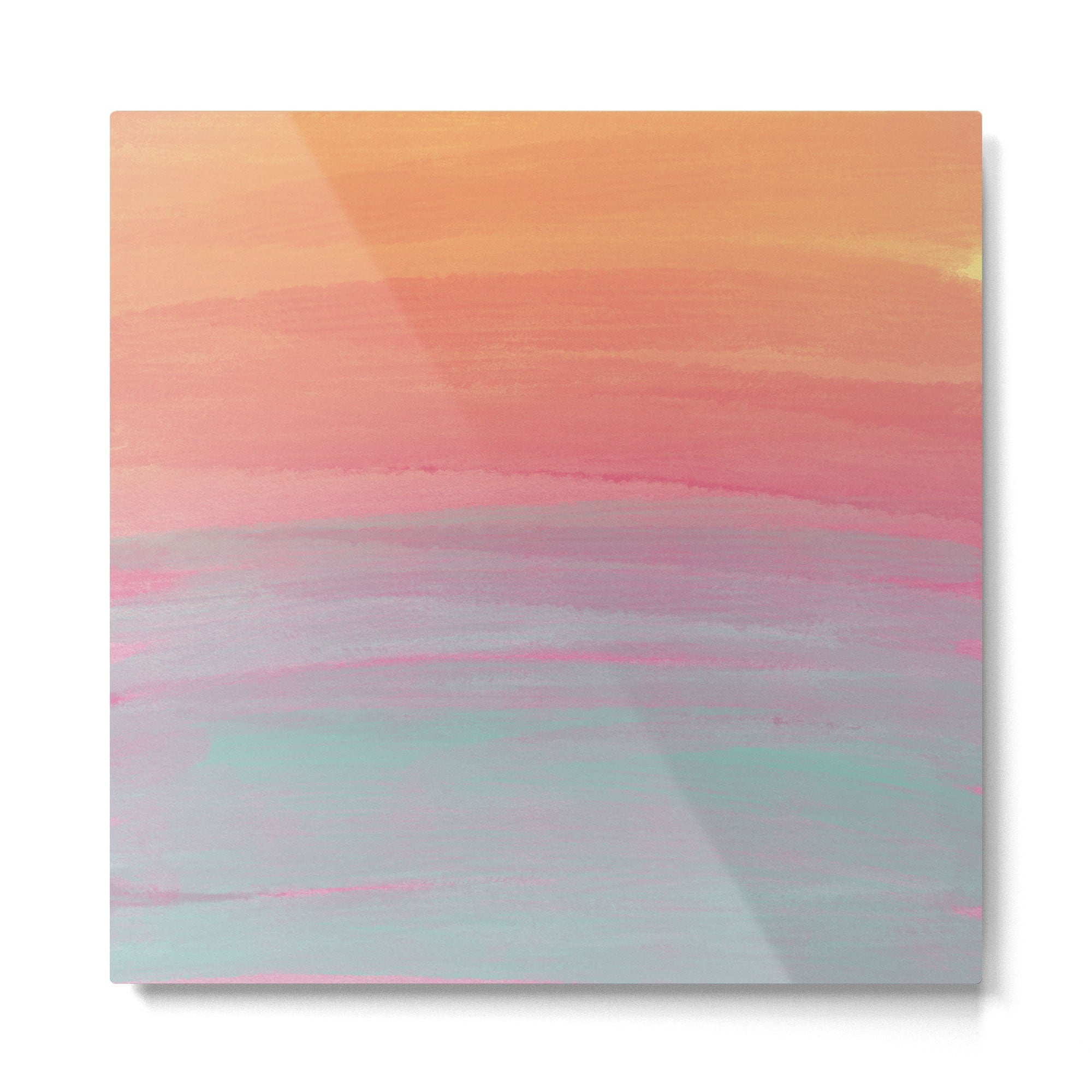 Abstract Orange Pink Teal Watercolor Sunset  Metal Print | TeksDecor