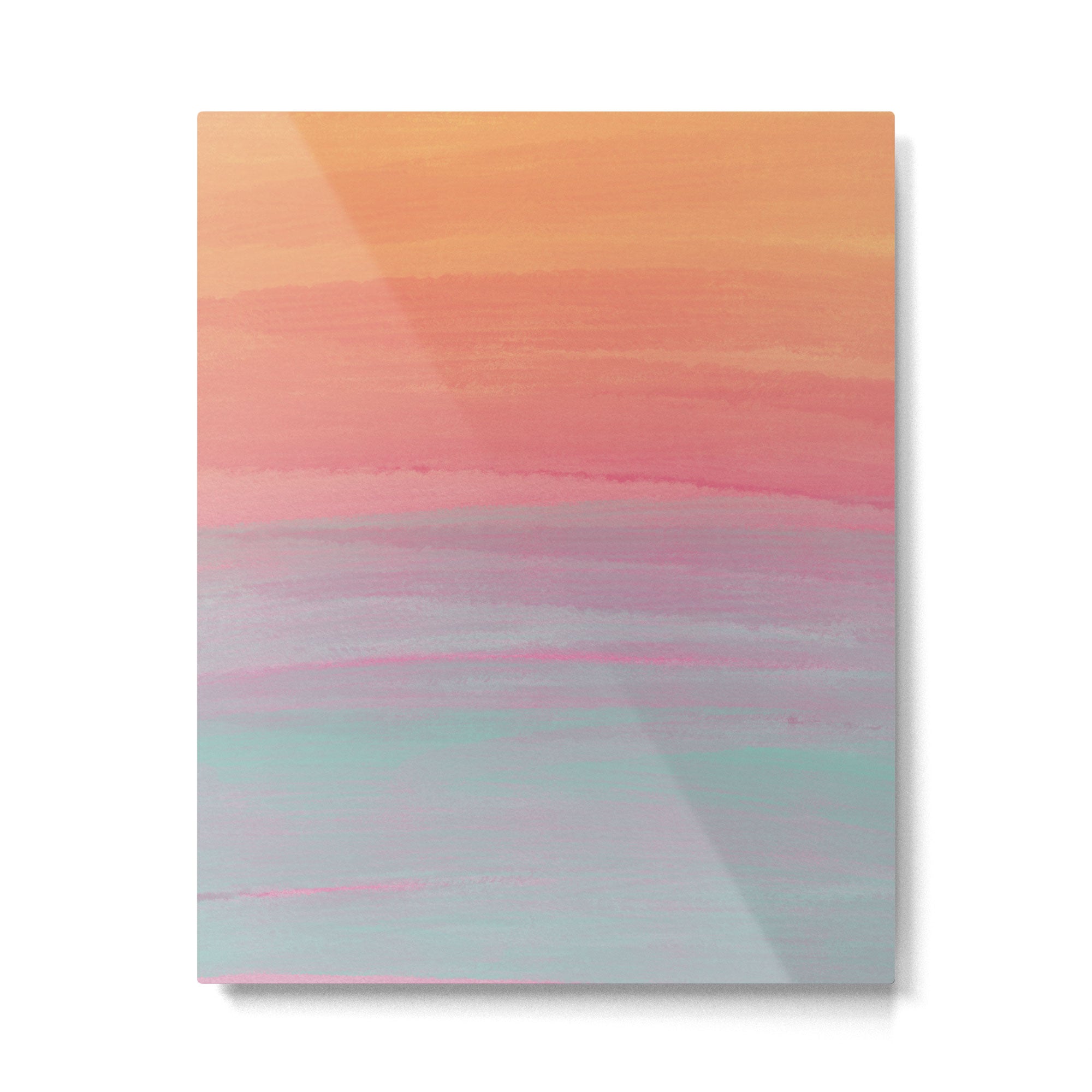 Abstract Orange Pink Teal Watercolor Sunset  Metal Print | TeksDecor
