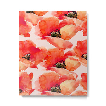 Abstract watercolor red orange pink poppies flowers Metal Print | TeksDecor
