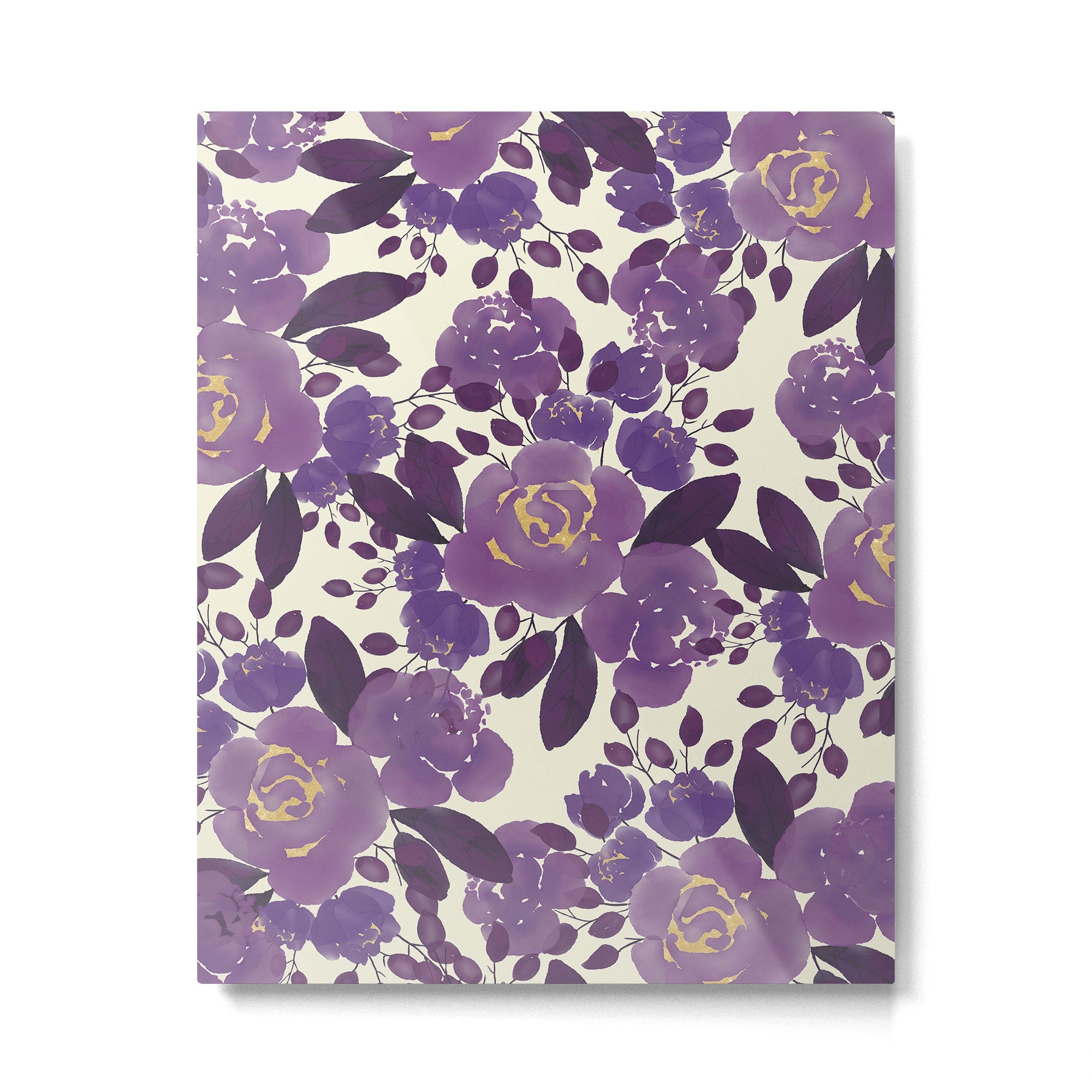Elegant ivory gold lavender purple watercolor floral  Metal Print | TeksDecor