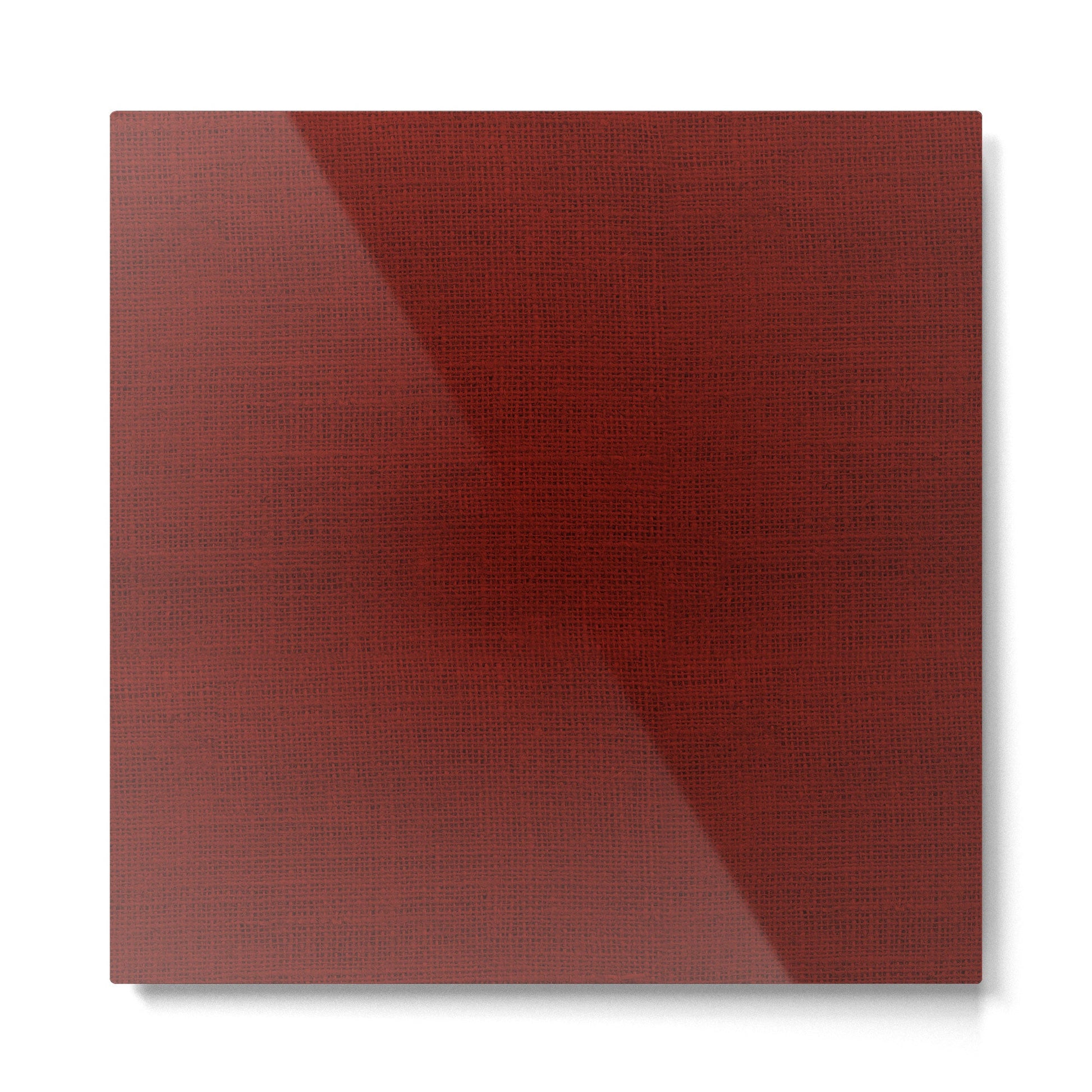 Dark Red Christmas Burlap Cloth Metal Print | TeksDecor