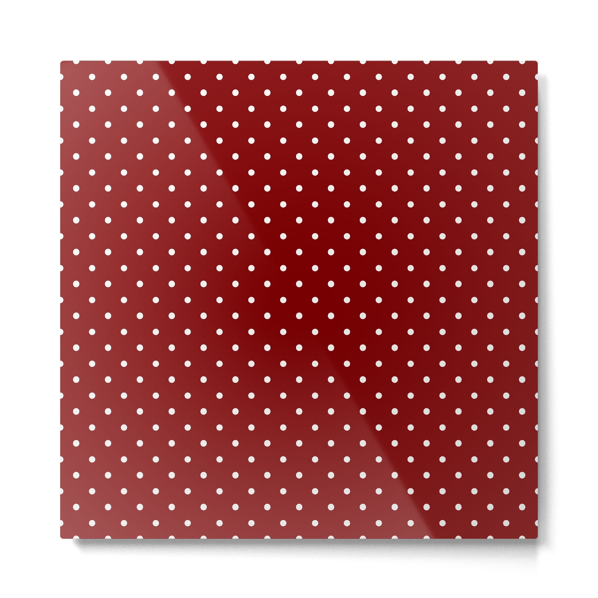 Large White Polka Dots On Dark Christmas Candy Apple Red Metal Print | TeksDecor