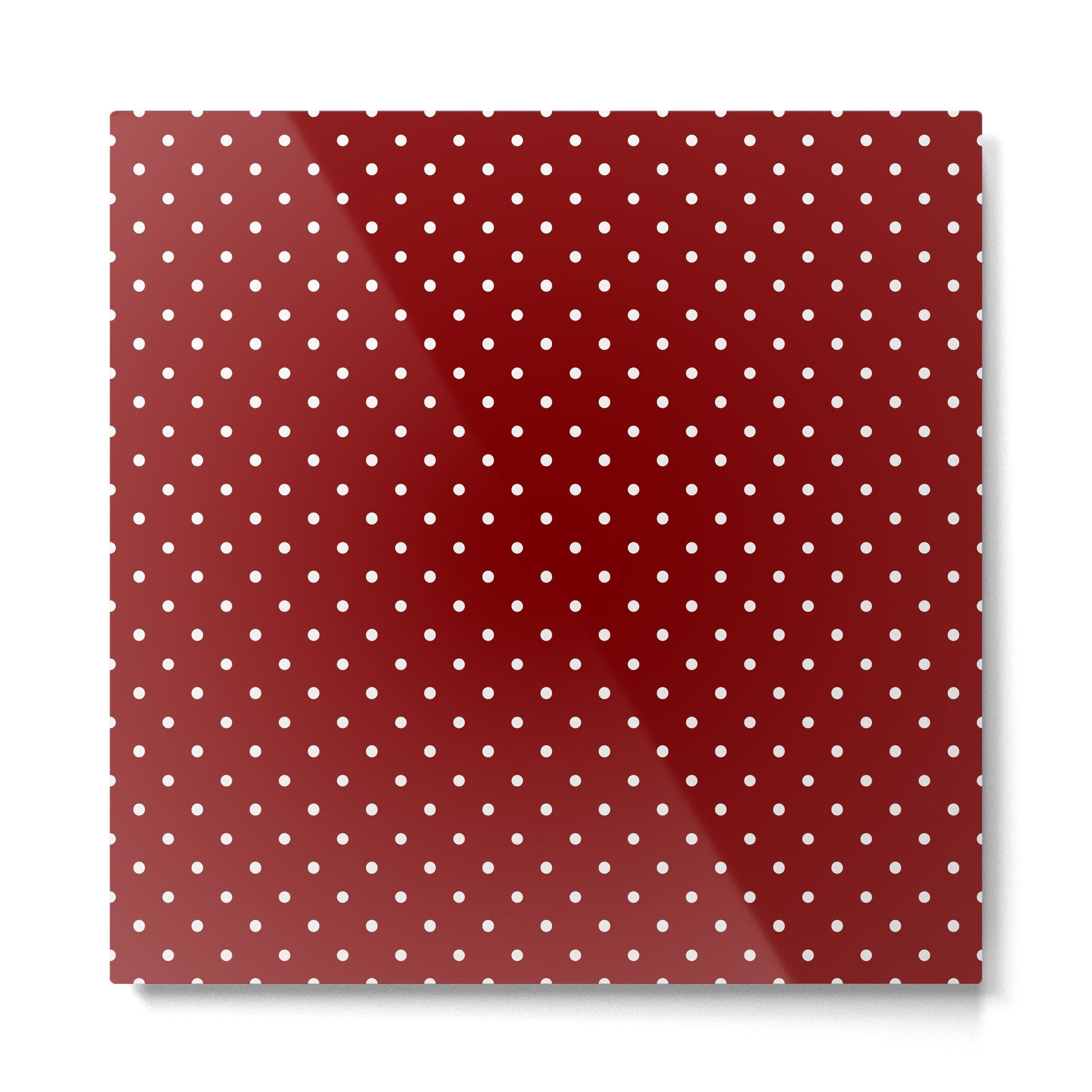 Large White Polka Dots On Dark Christmas Candy Apple Red Metal Print | TeksDecor