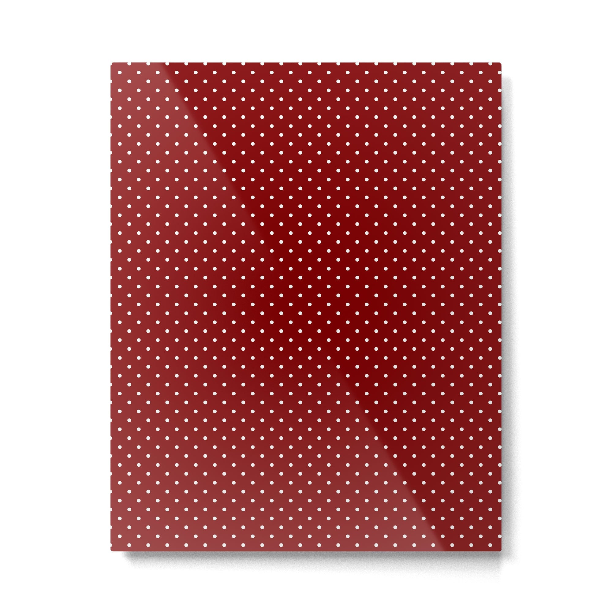 Large White Polka Dots On Dark Christmas Candy Apple Red Metal Print | TeksDecor