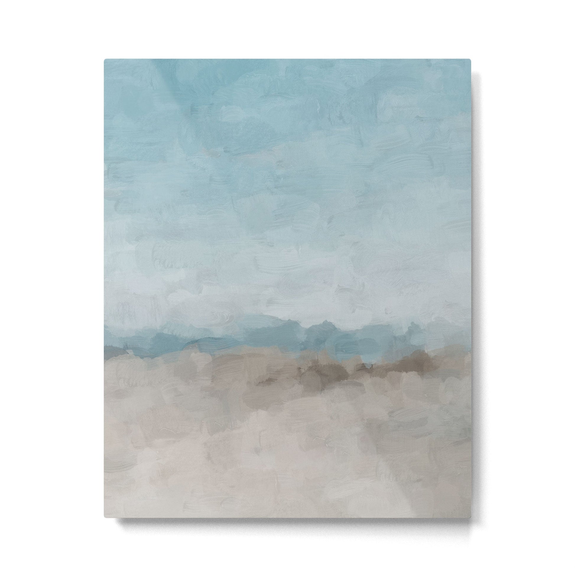 Beach Day II - Ocean Horizon Sandy Sunny Clear Blue Skies Abstract Nature Painting Art Print  Metal Print | TeksDecor