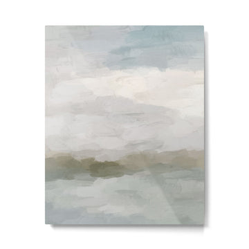 Break in the Weather I - Gray Blue Sage Green Sunrise Abstract Nature Ocean Painting Art Print Metal Print | TeksDecor
