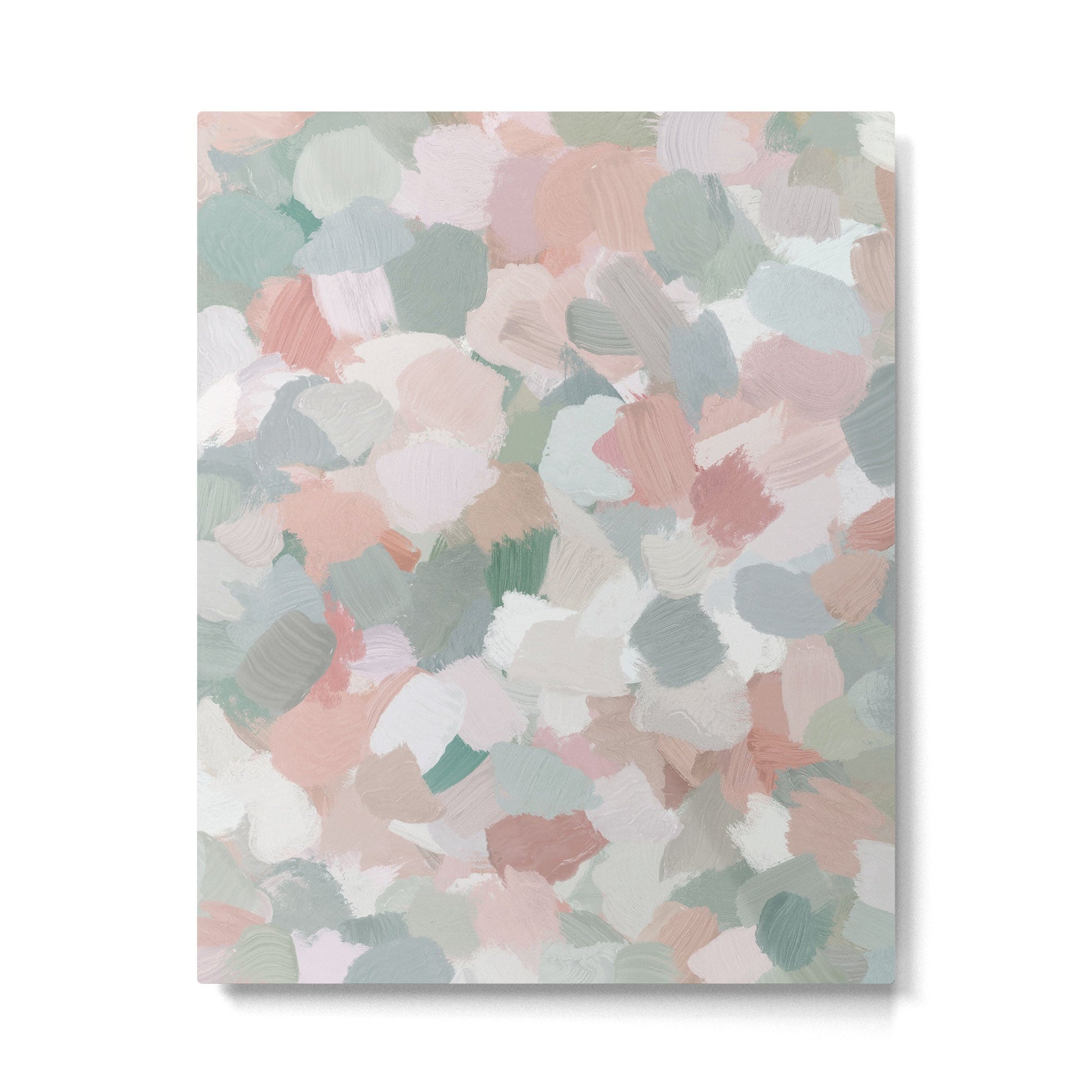 Paris Peonies - Coral Peach Pink Sage Green Mint Spring Flowers Abstract Nature Painting Art Metal Print | TeksDecor